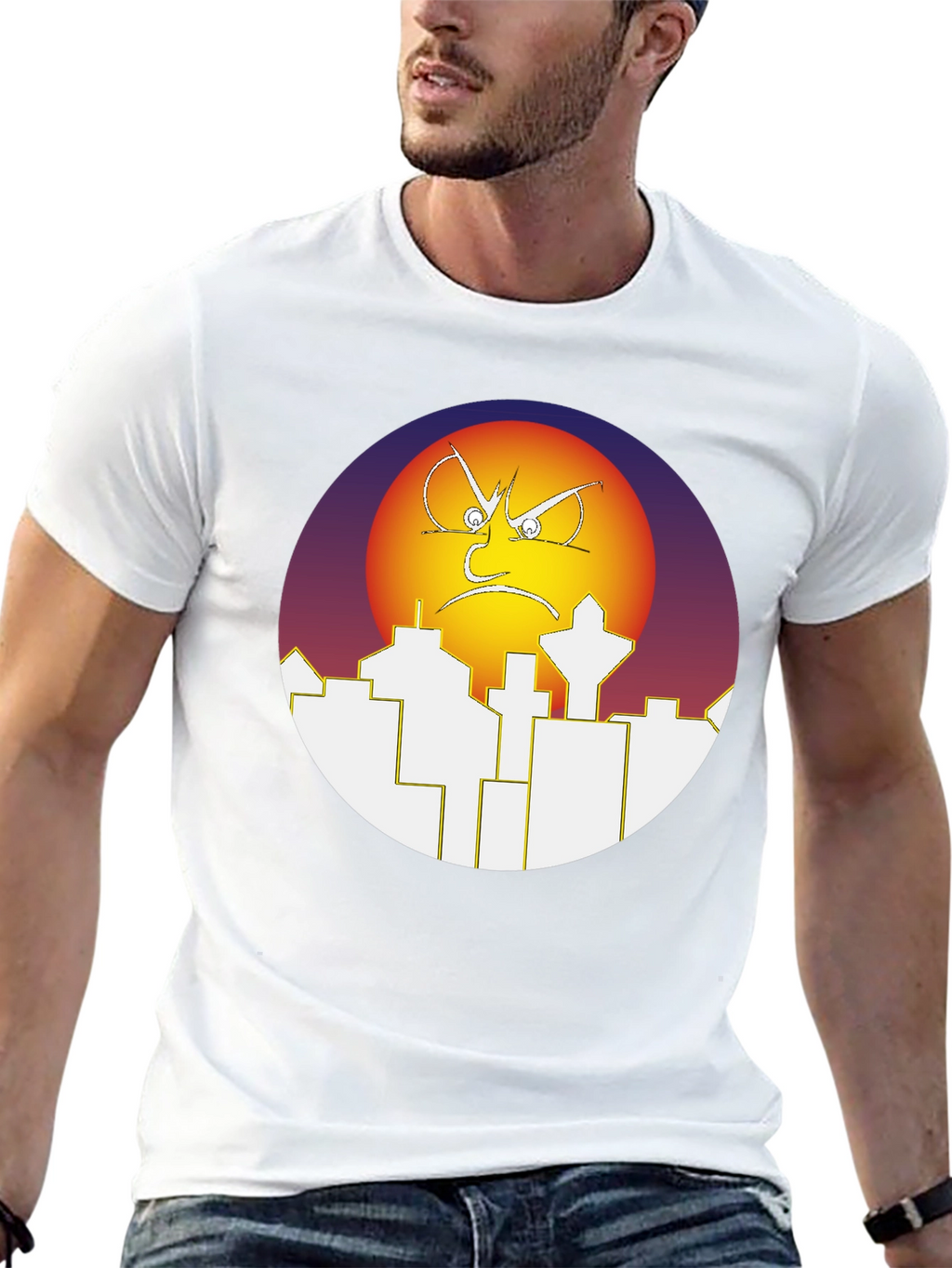 Angry Sun Over City T-Shirt