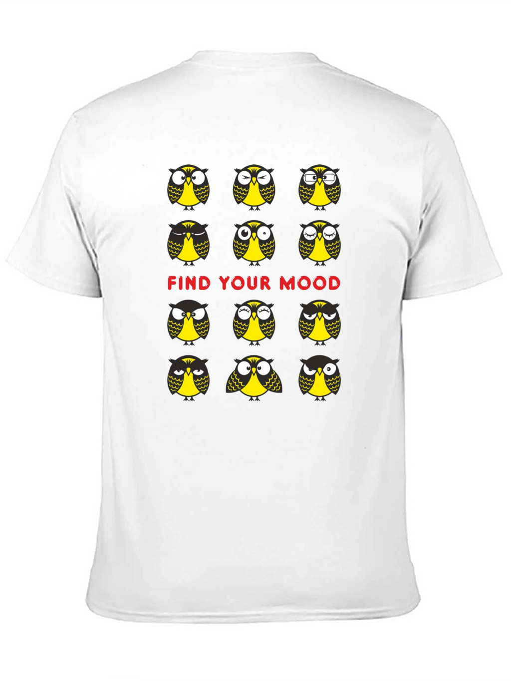 Funny Owl Mood T-Shirt - Black Cotton Graphic Tee