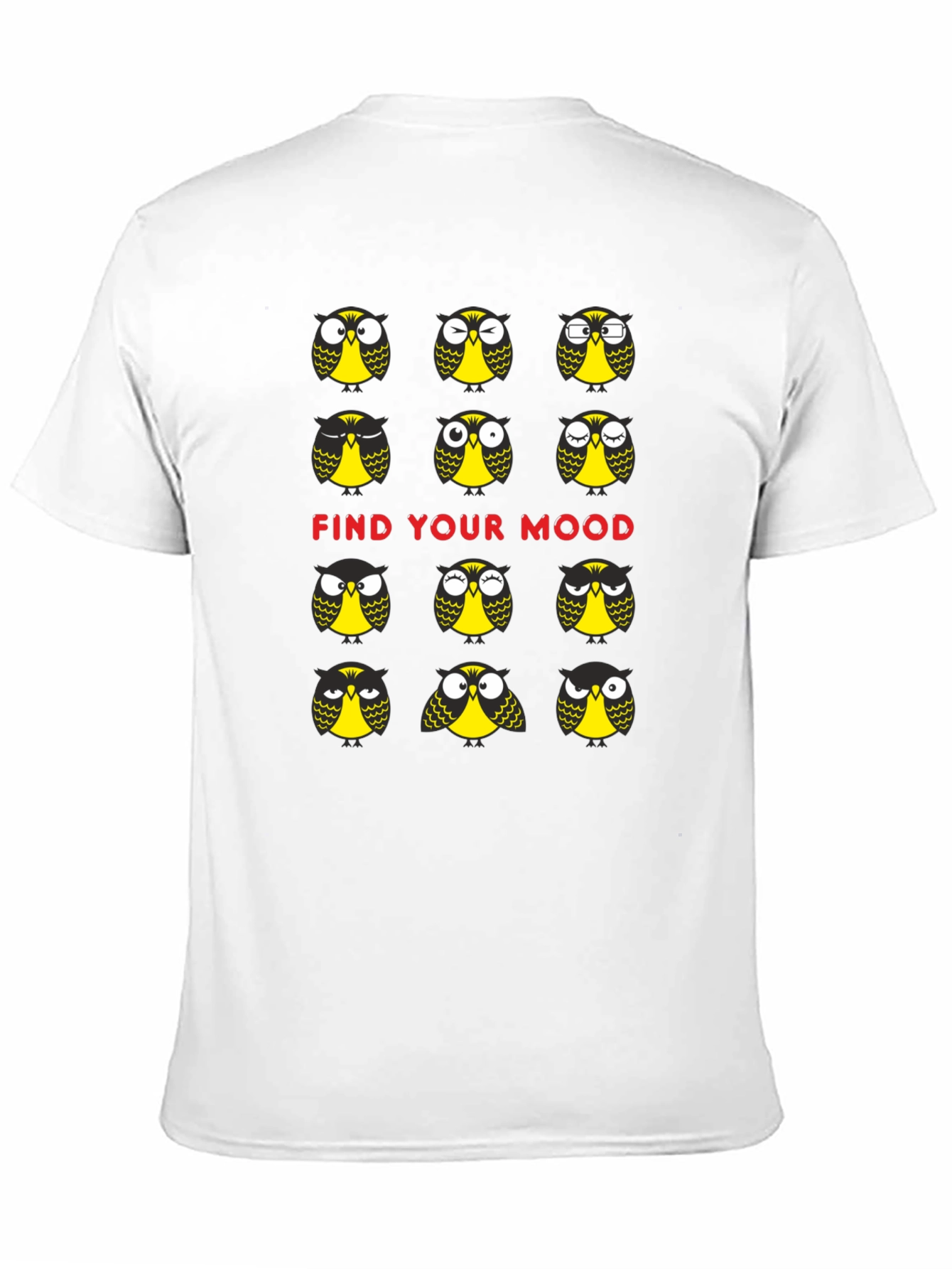 Funny Owl Mood T-Shirt - Black Cotton Graphic Tee