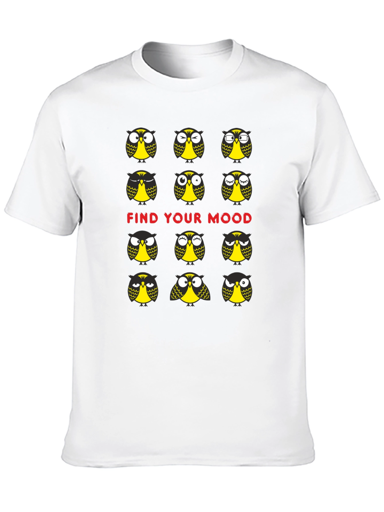 Funny Owl Mood T-Shirt - Black Cotton Graphic Tee
