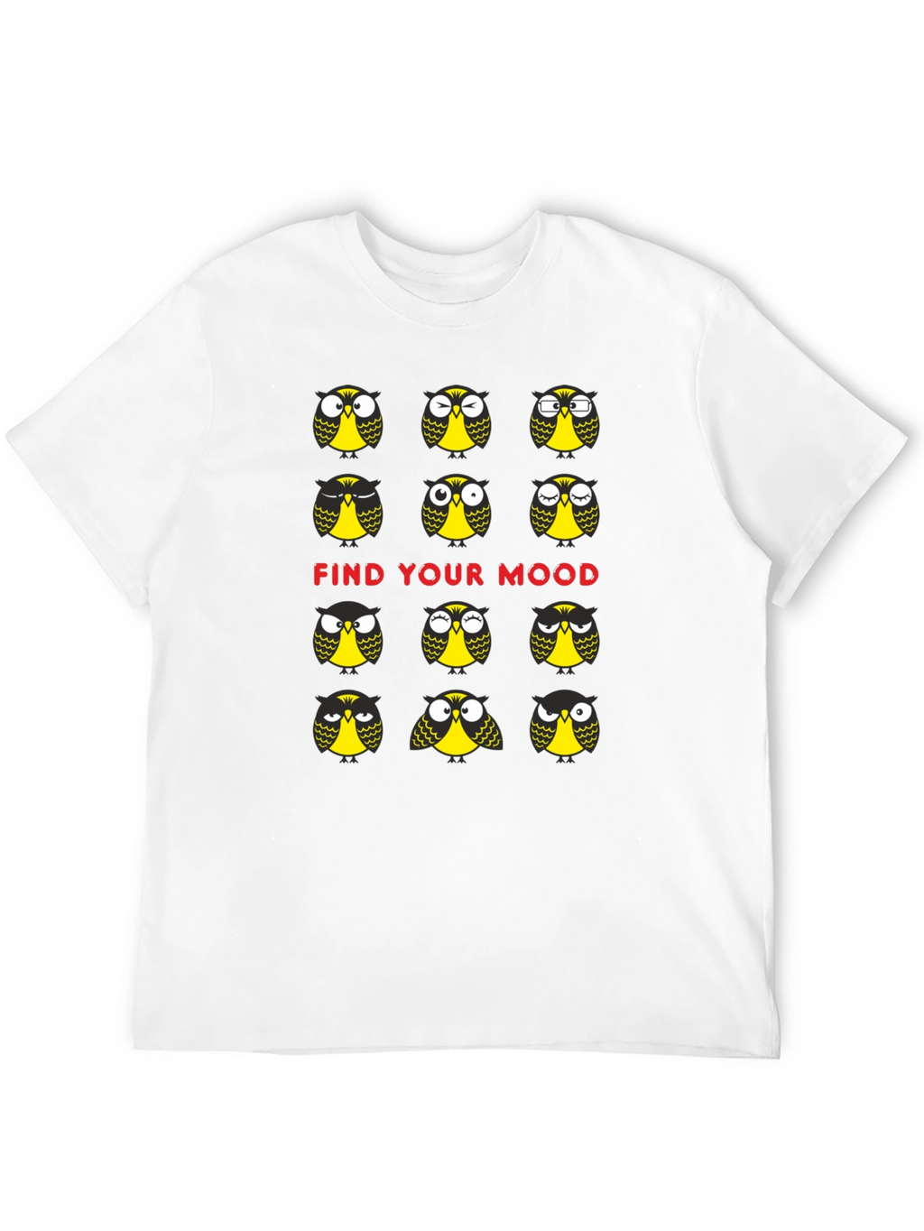 Funny Owl Mood T-Shirt - Black Cotton Graphic Tee