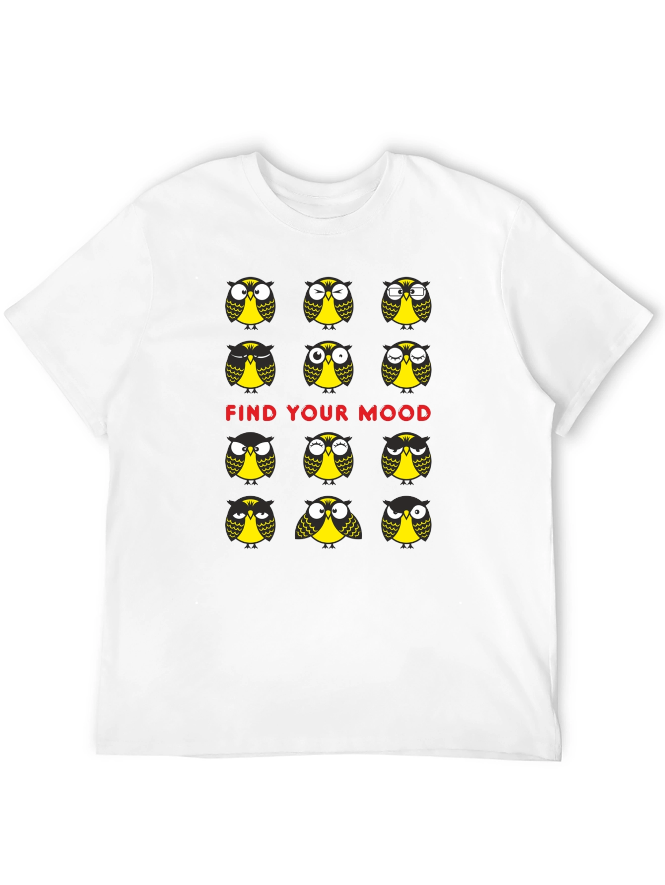 Funny Owl Mood T-Shirt - Black Cotton Graphic Tee