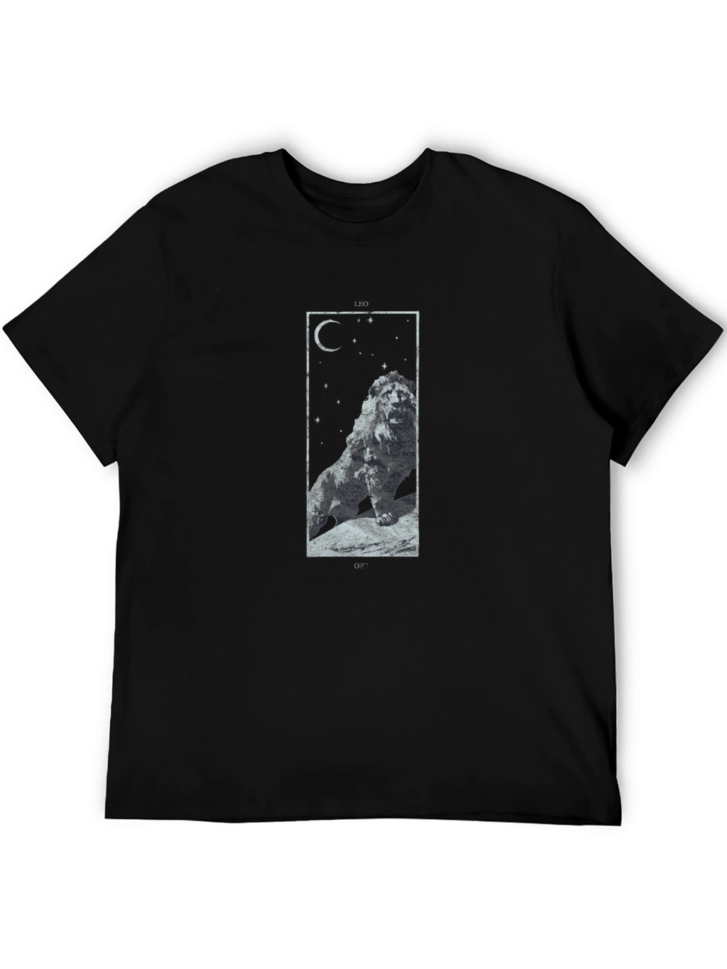 Lion Constellation Graphic Tee - Black Cotton T-Shirt