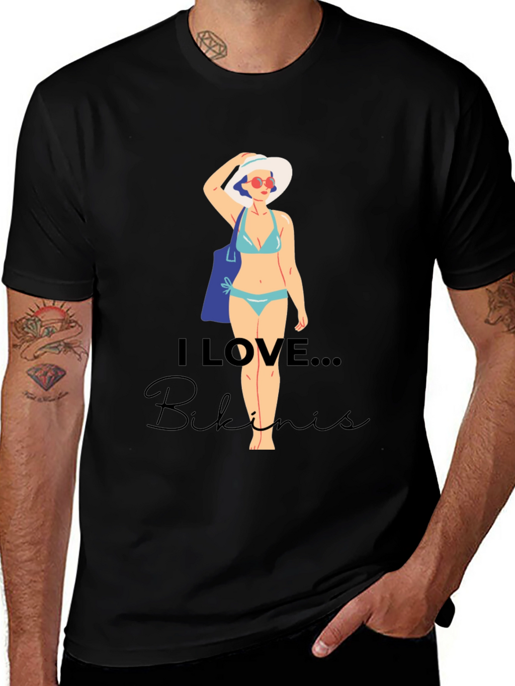 I Love Bikinis Graphic Tee - Casual Summer Style