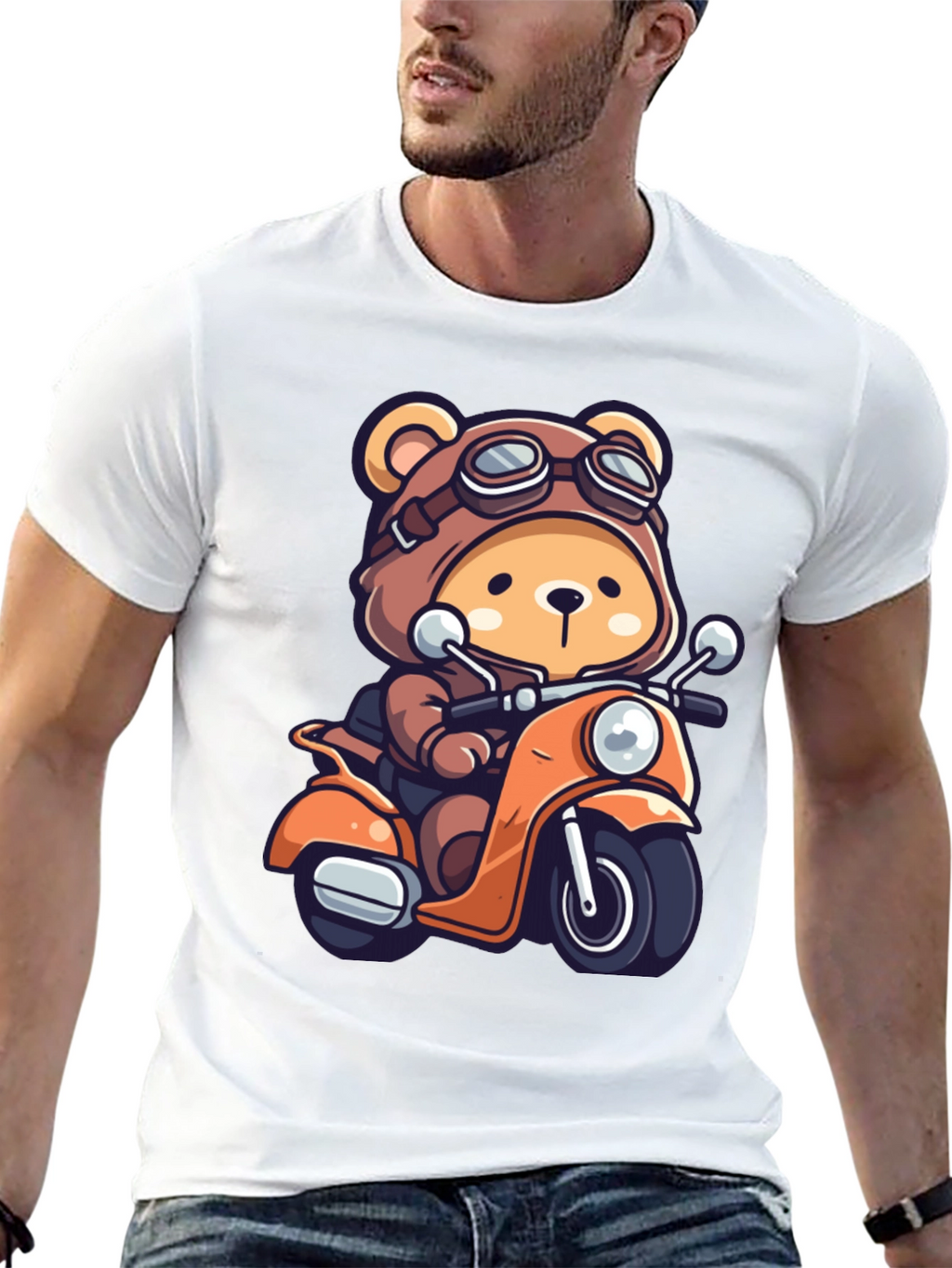 Bear on Scooter Graphic T-Shirt
