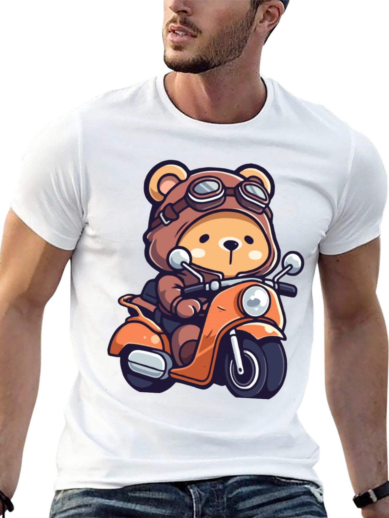 Bear on Scooter Graphic T-Shirt