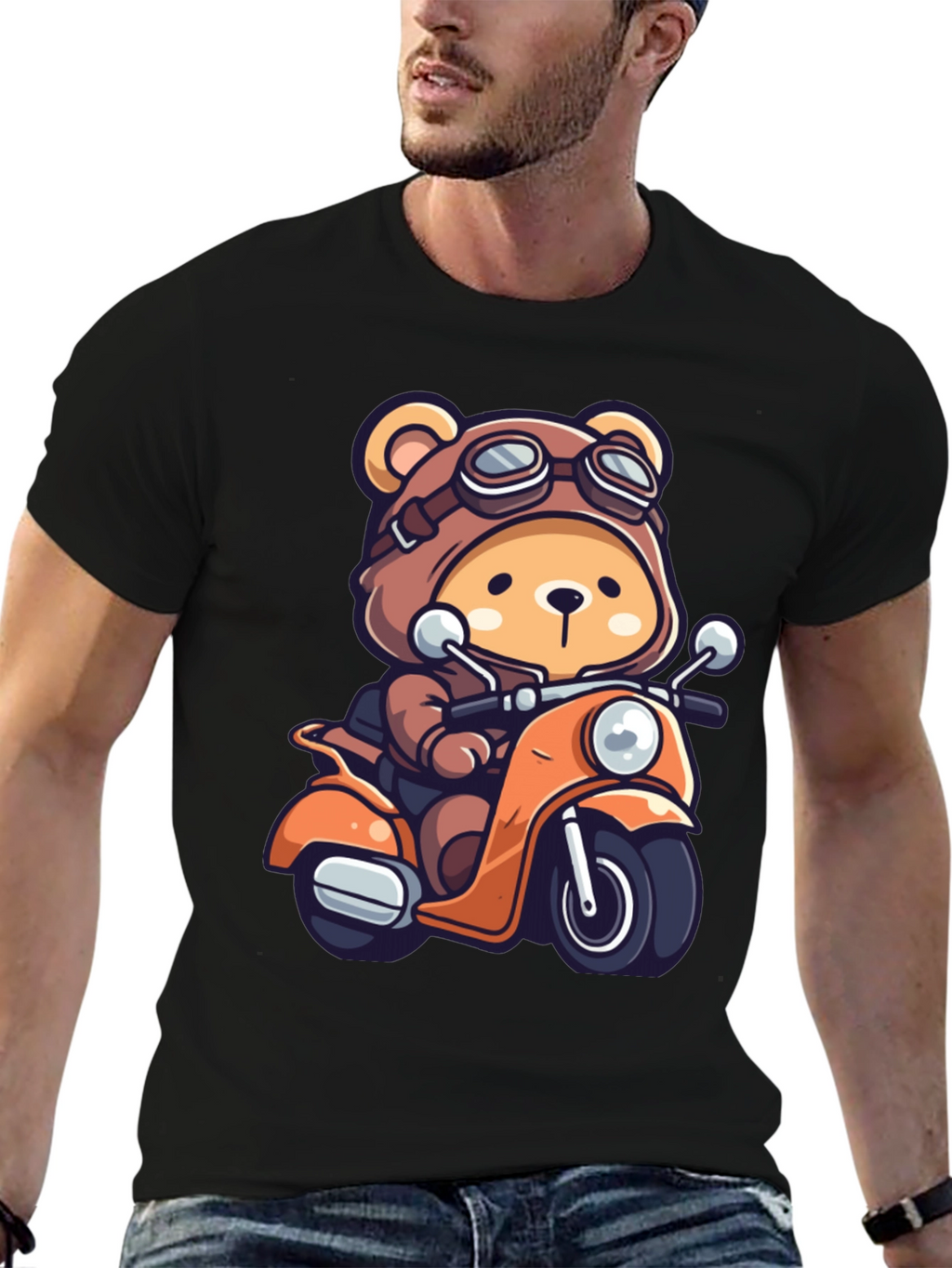 Bear on Scooter Graphic T-Shirt