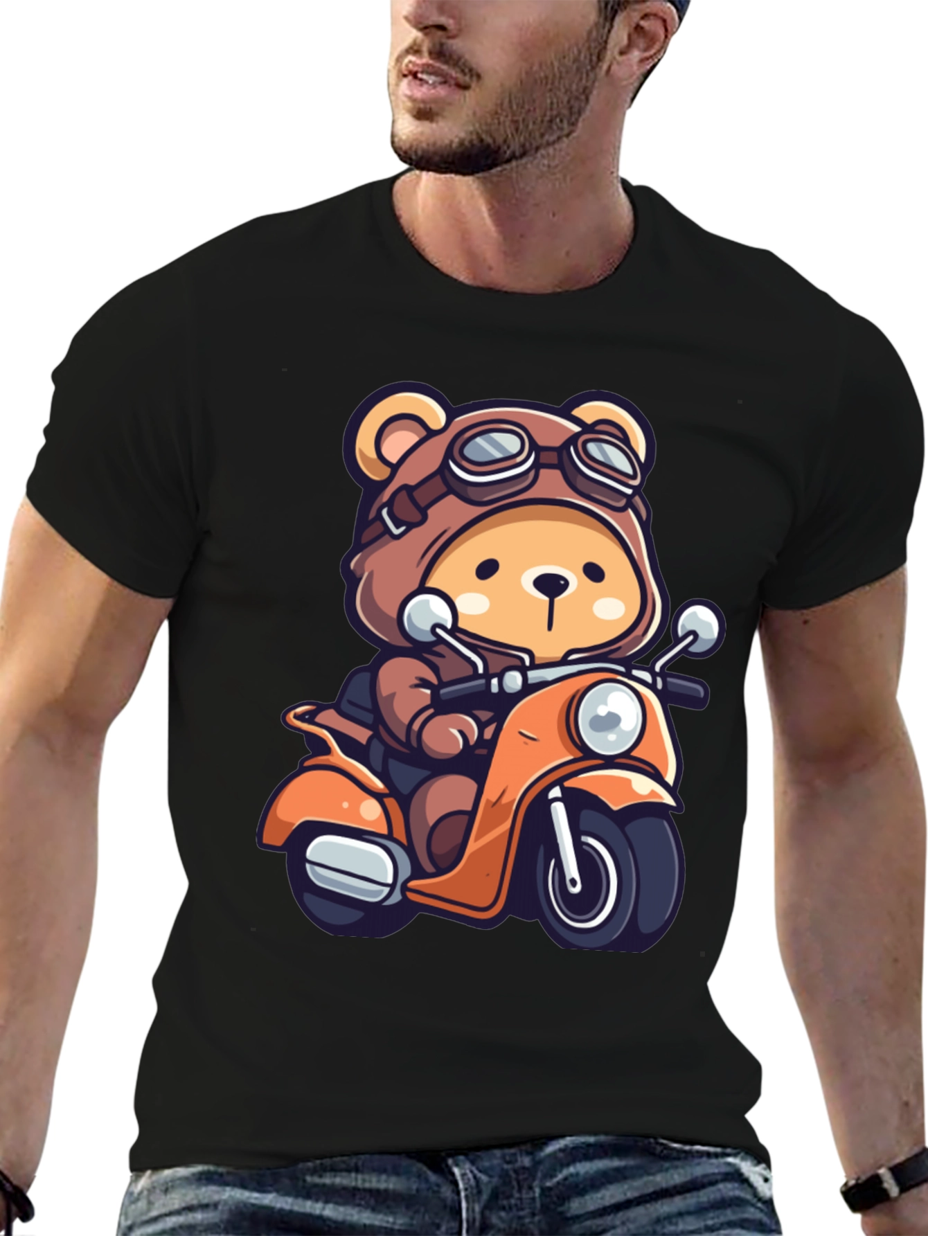 Bear on Scooter Graphic T-Shirt