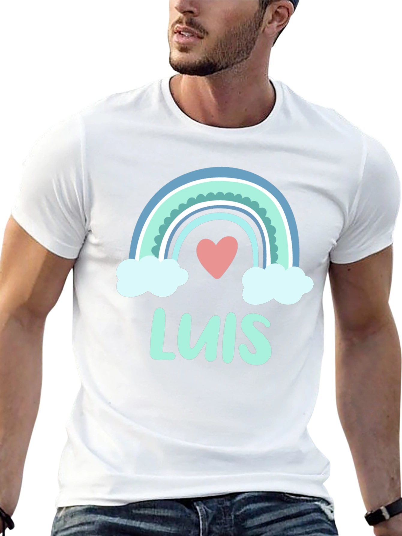 Luis Rainbow Heart Personalized Tee