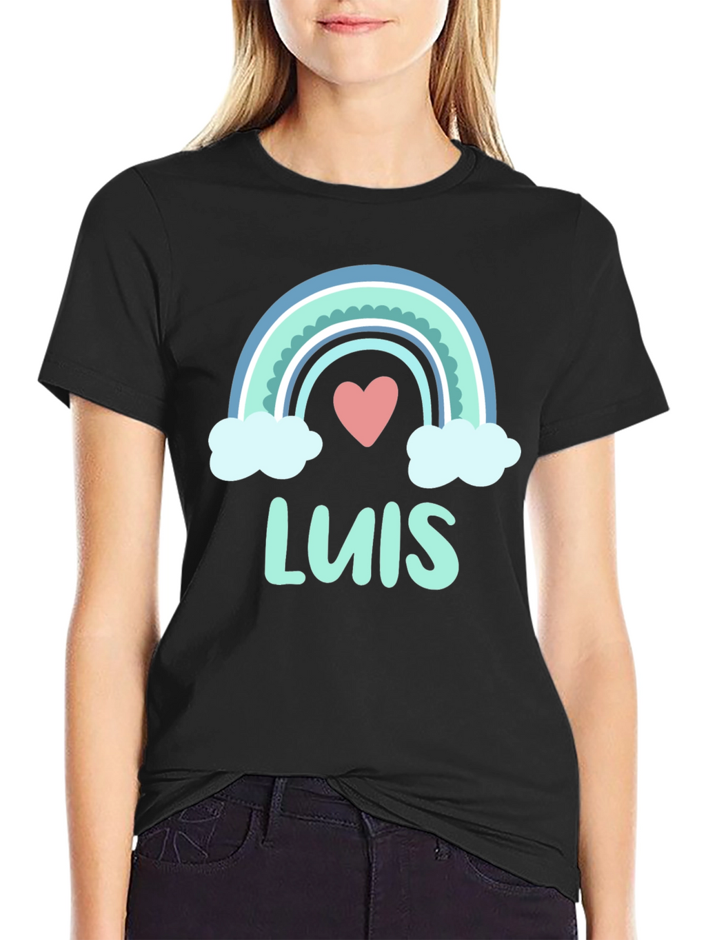 Luis Rainbow Heart Personalized Tee
