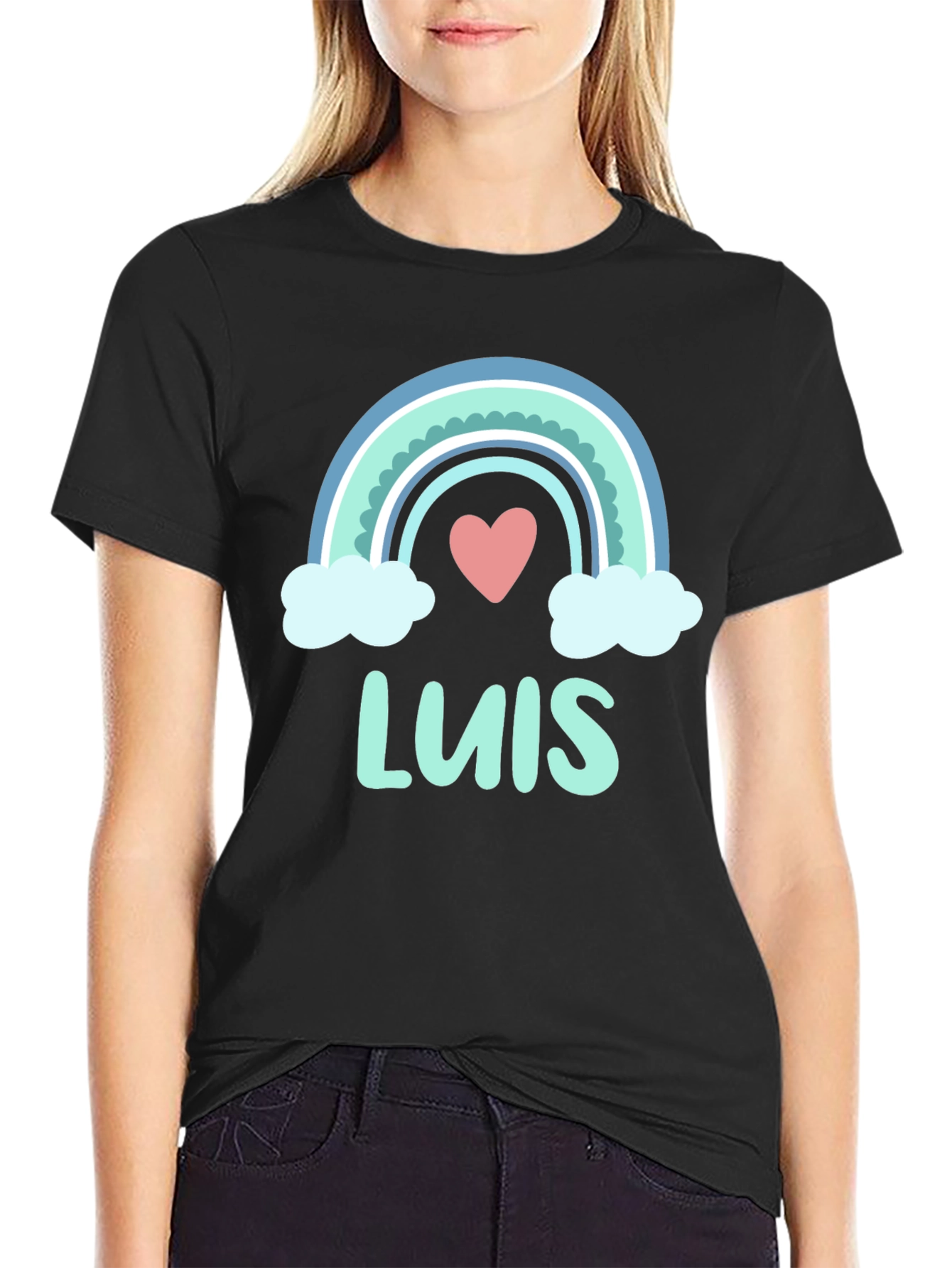 Luis Rainbow Heart Personalized Tee