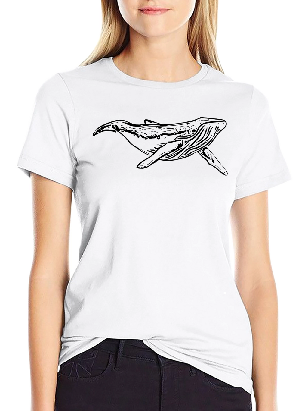 Whale Graphic Tee - Stylish Black Cotton T-Shirt