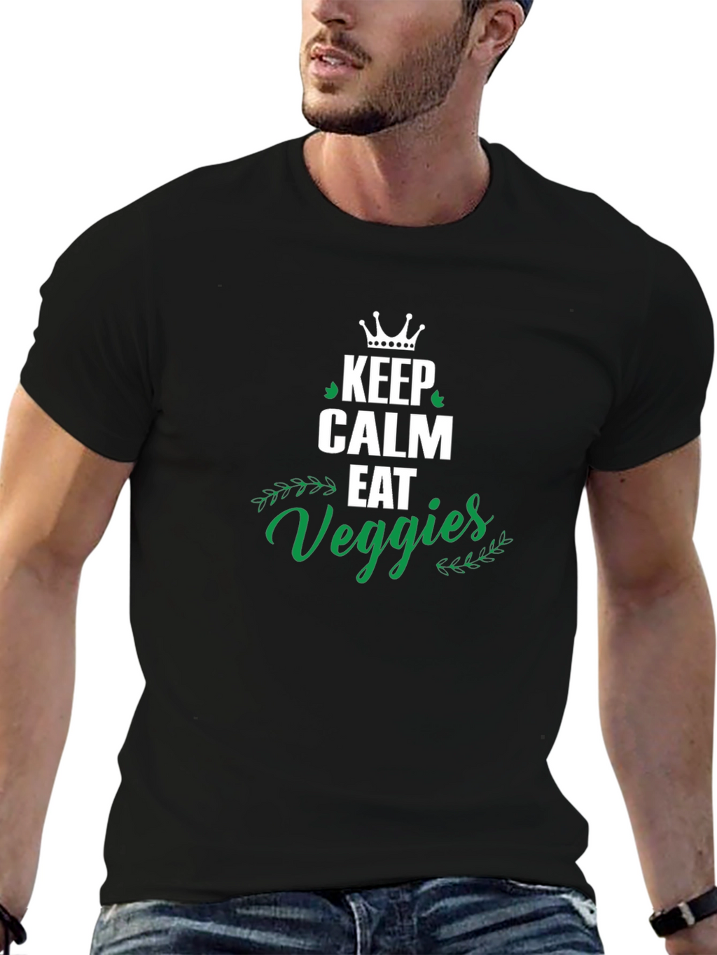 Keep Calm Eat Veggies T-Shirt - Unisex Black Tee