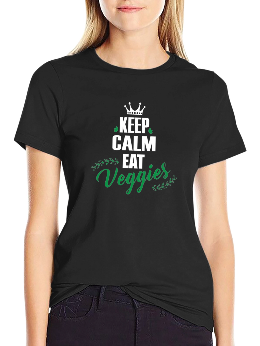 Keep Calm Eat Veggies T-Shirt - Unisex Black Tee