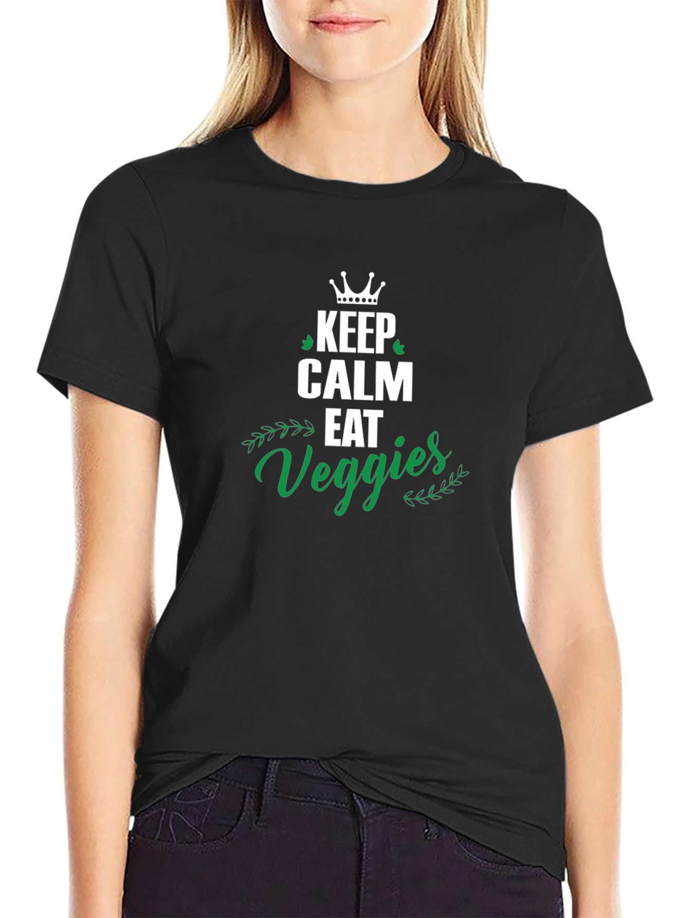 Keep Calm Eat Veggies T-Shirt - Unisex Black Tee