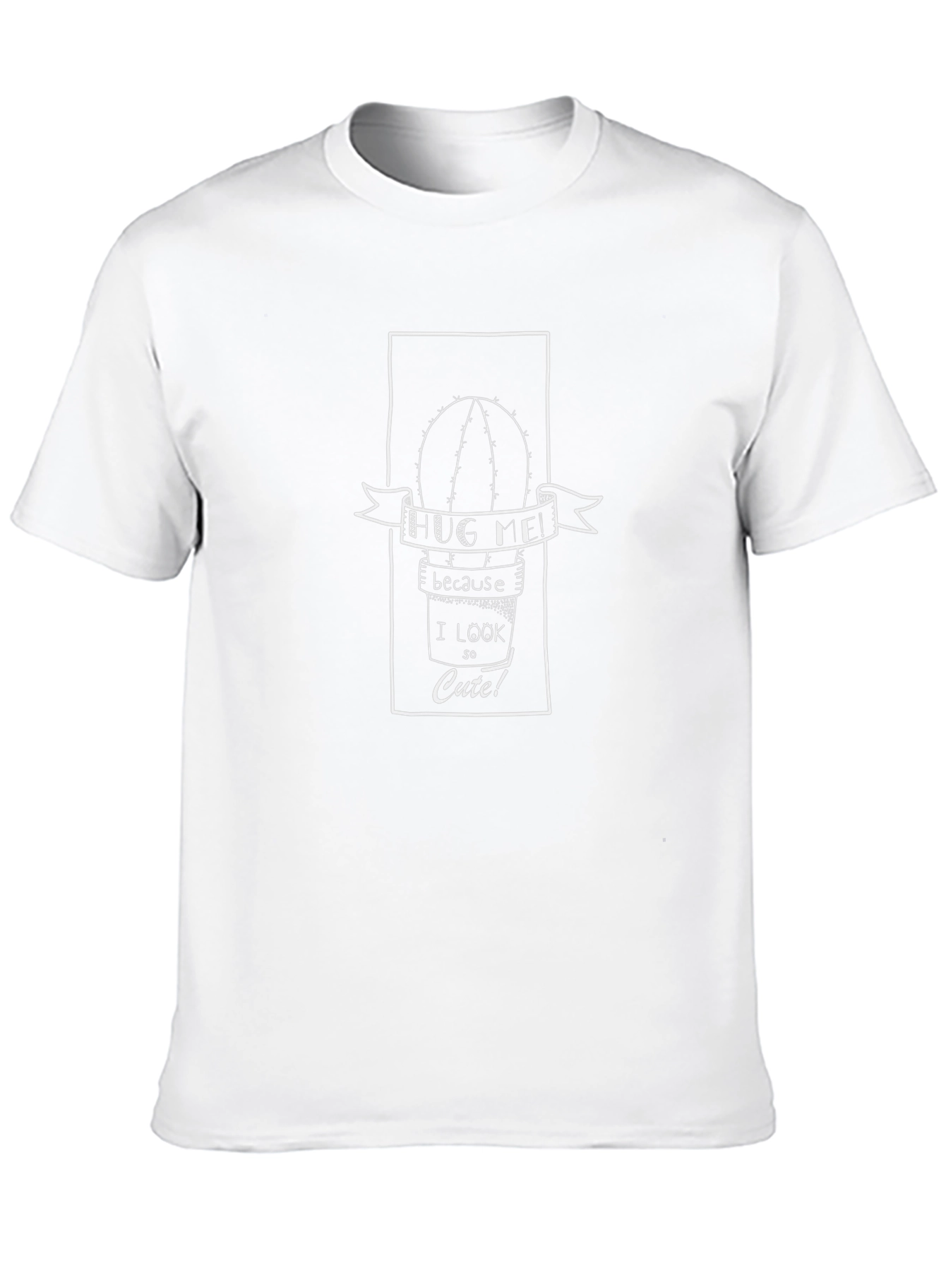 Hug Me Cactus Graphic Print Mens T-Shirt