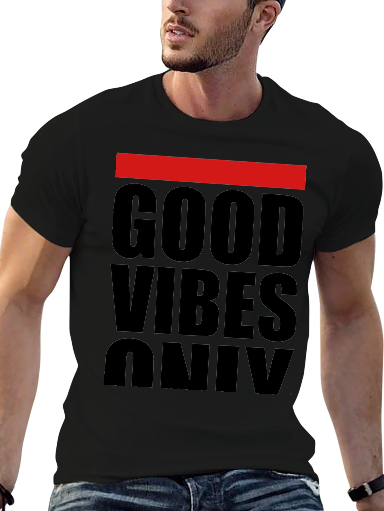 Good Vibes Only Graphic Tee - Black Cotton T-Shirt