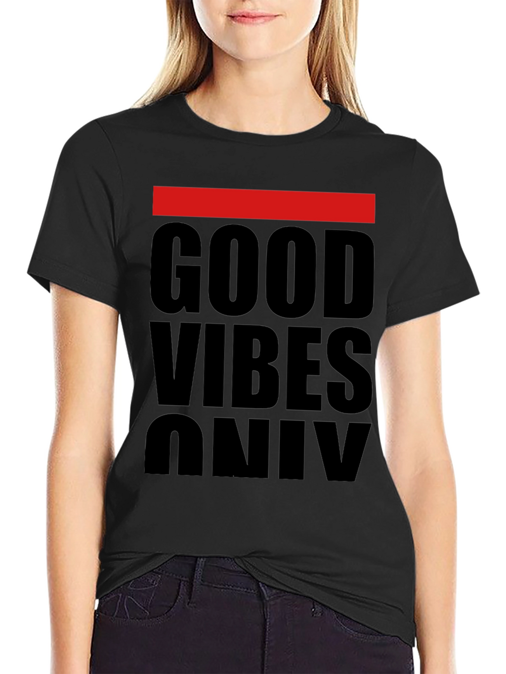 Good Vibes Only Graphic Tee - Black Cotton T-Shirt