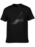 Abstract Geometric Graphic Tee - Black