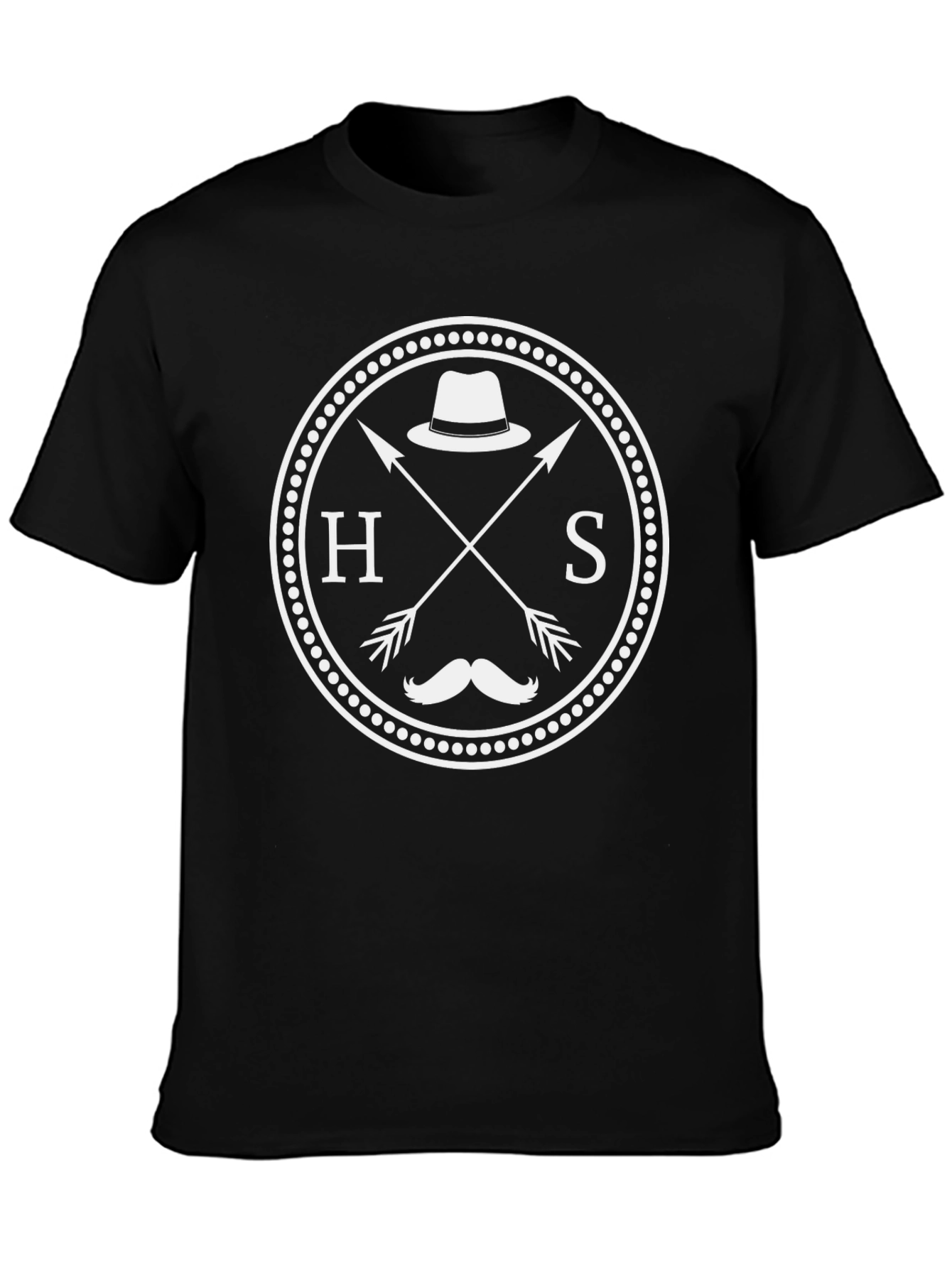 Hipster Style Graphic Tee - Crossed Arrows Hat Mustache