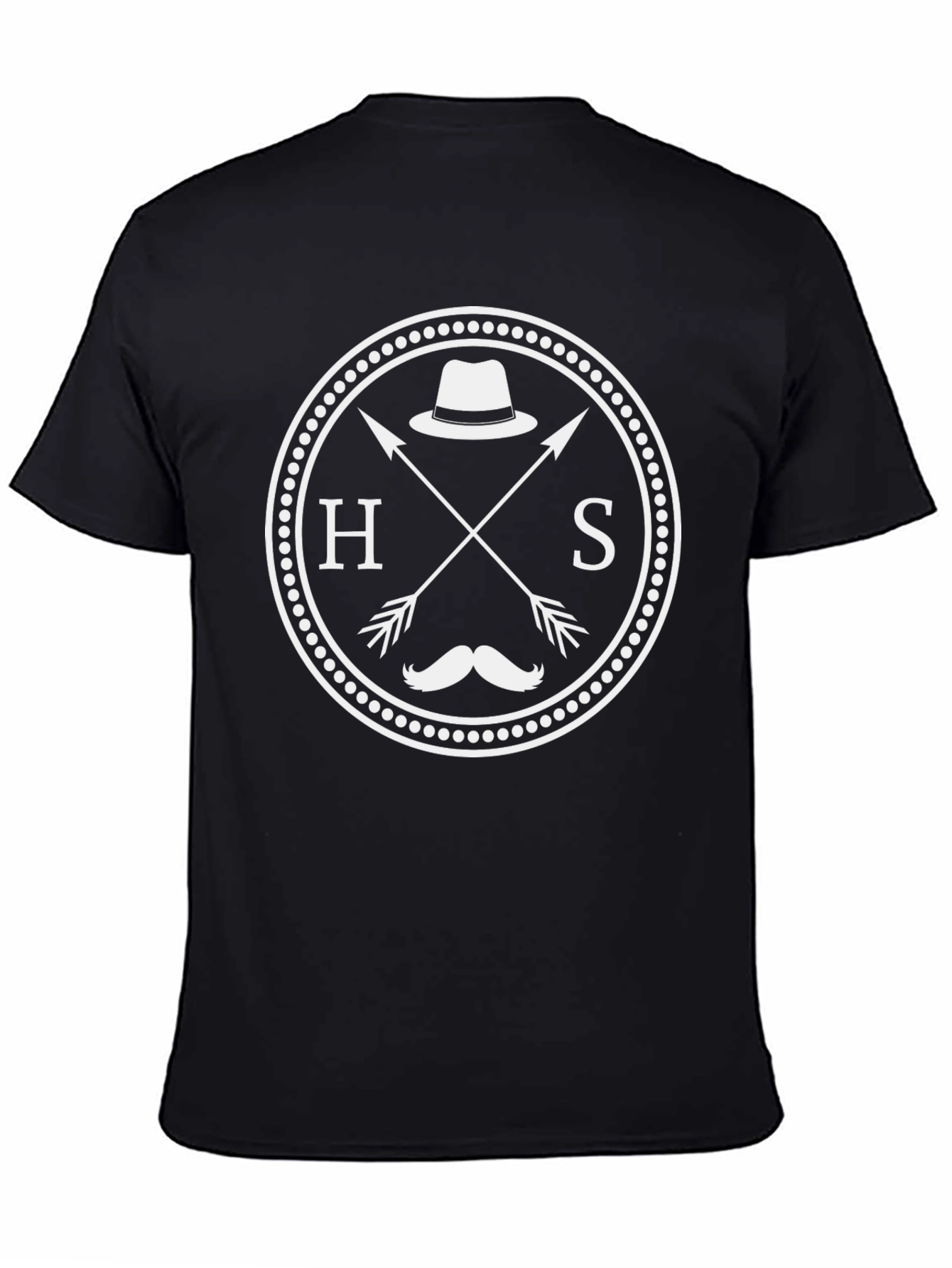 Hipster Style Graphic Tee - Crossed Arrows Hat Mustache