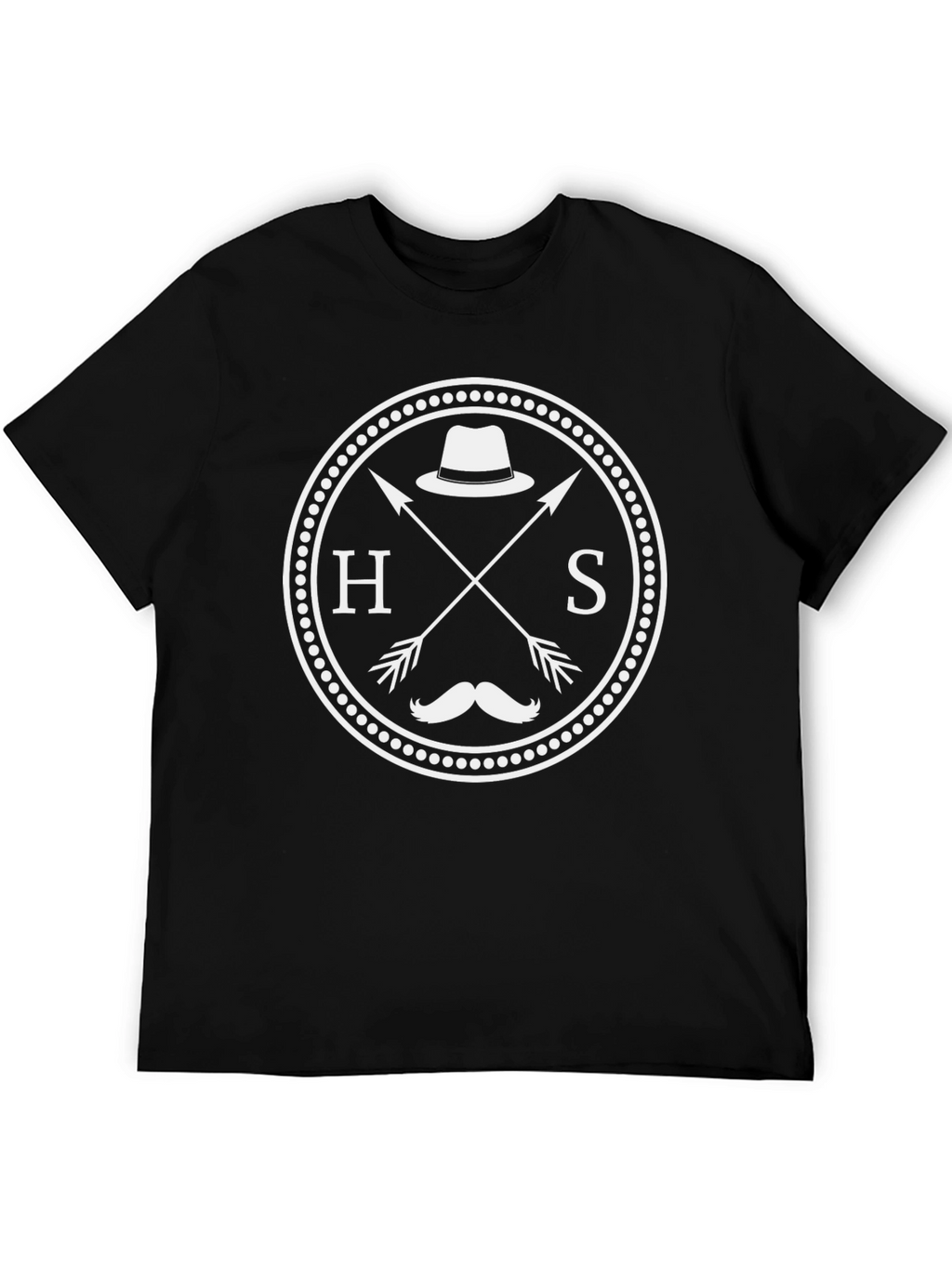 Hipster Style Graphic Tee - Crossed Arrows Hat Mustache