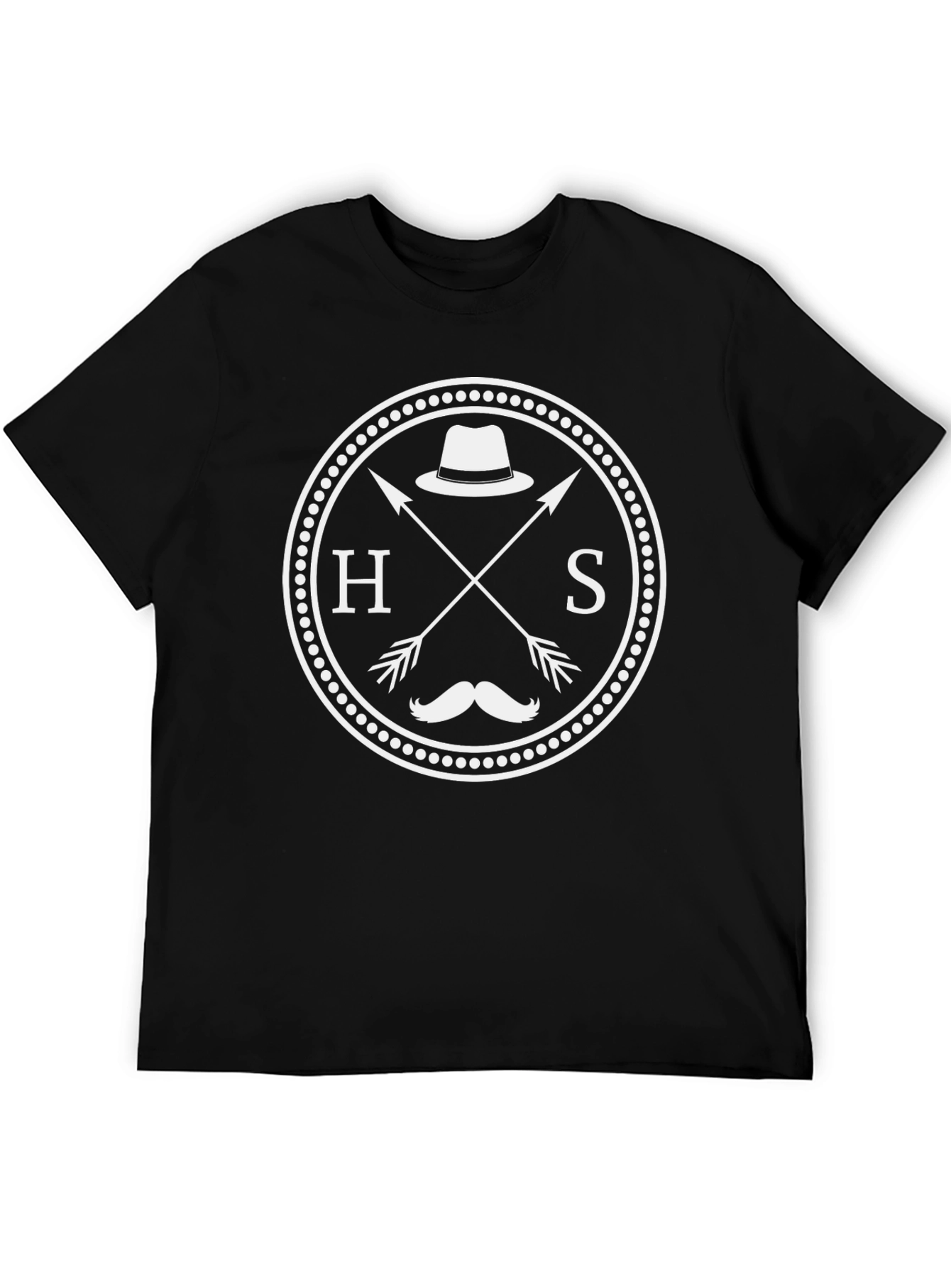 Hipster Style Graphic Tee - Crossed Arrows Hat Mustache