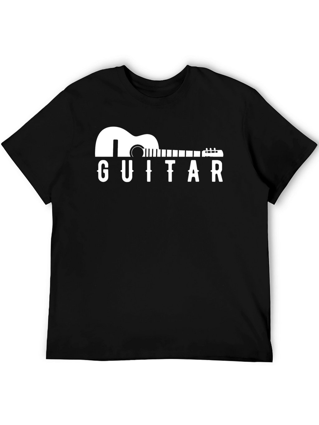 Guitar Graphic Print Black T-Shirt