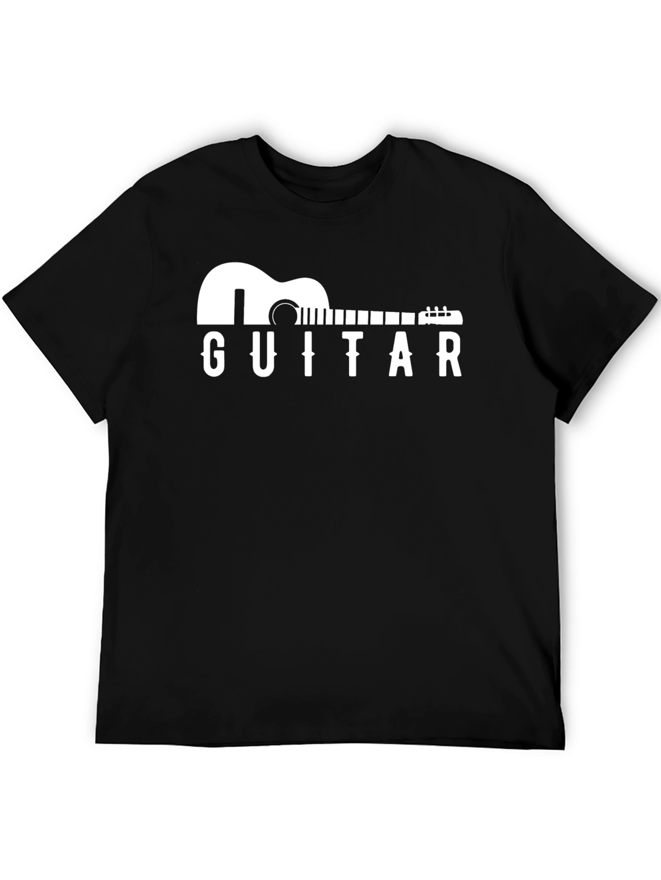 Guitar Graphic Print Black T-Shirt