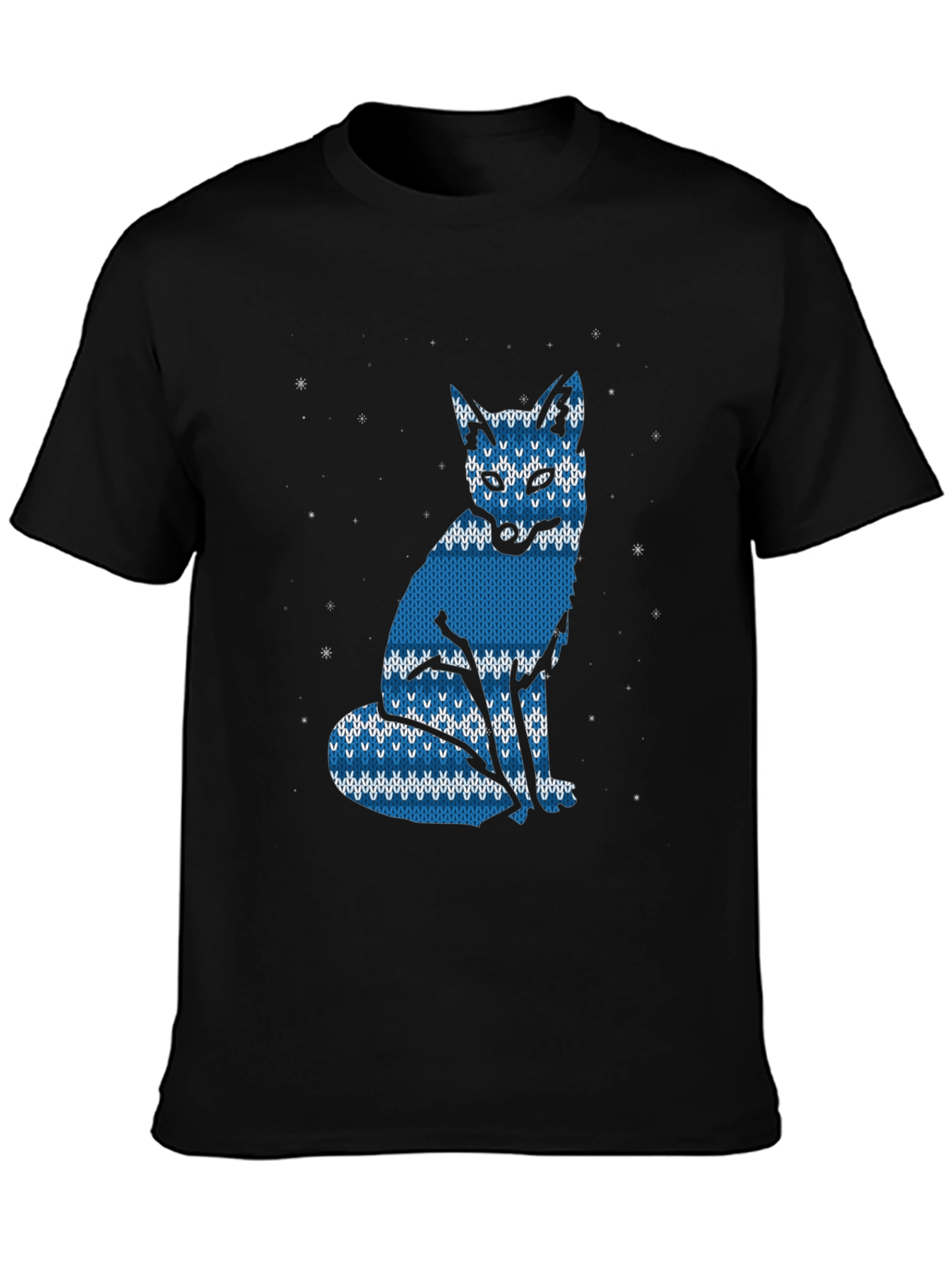 Blue Knitted Fox Graphic Tee