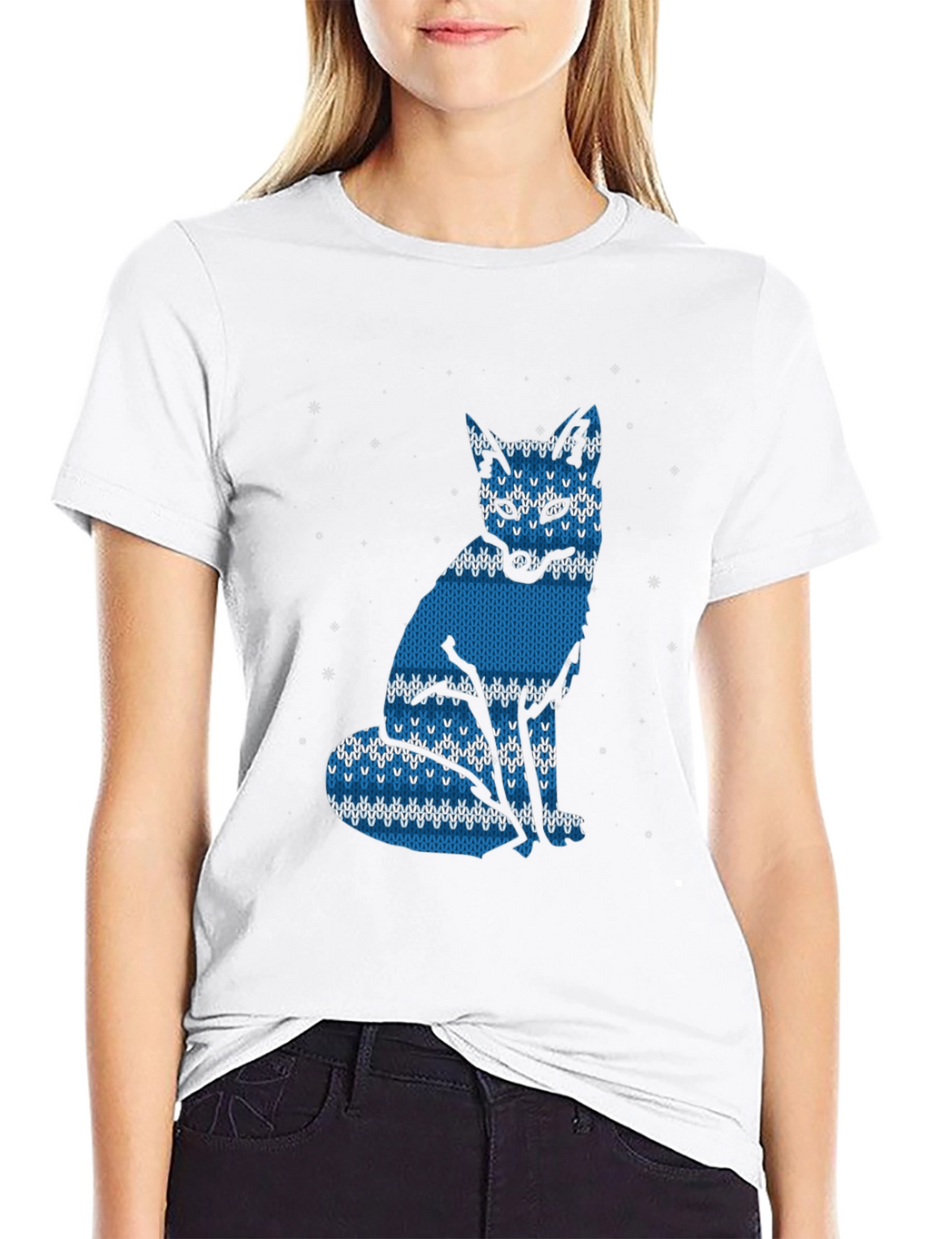 Blue Knitted Fox Graphic Tee