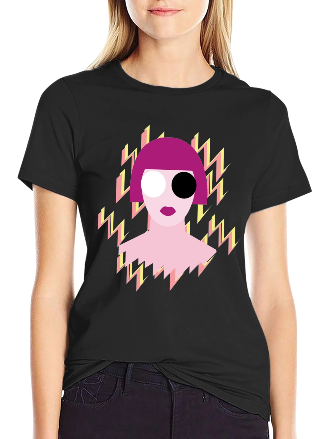 Abstract Pop Art Graphic Print Black T-Shirt