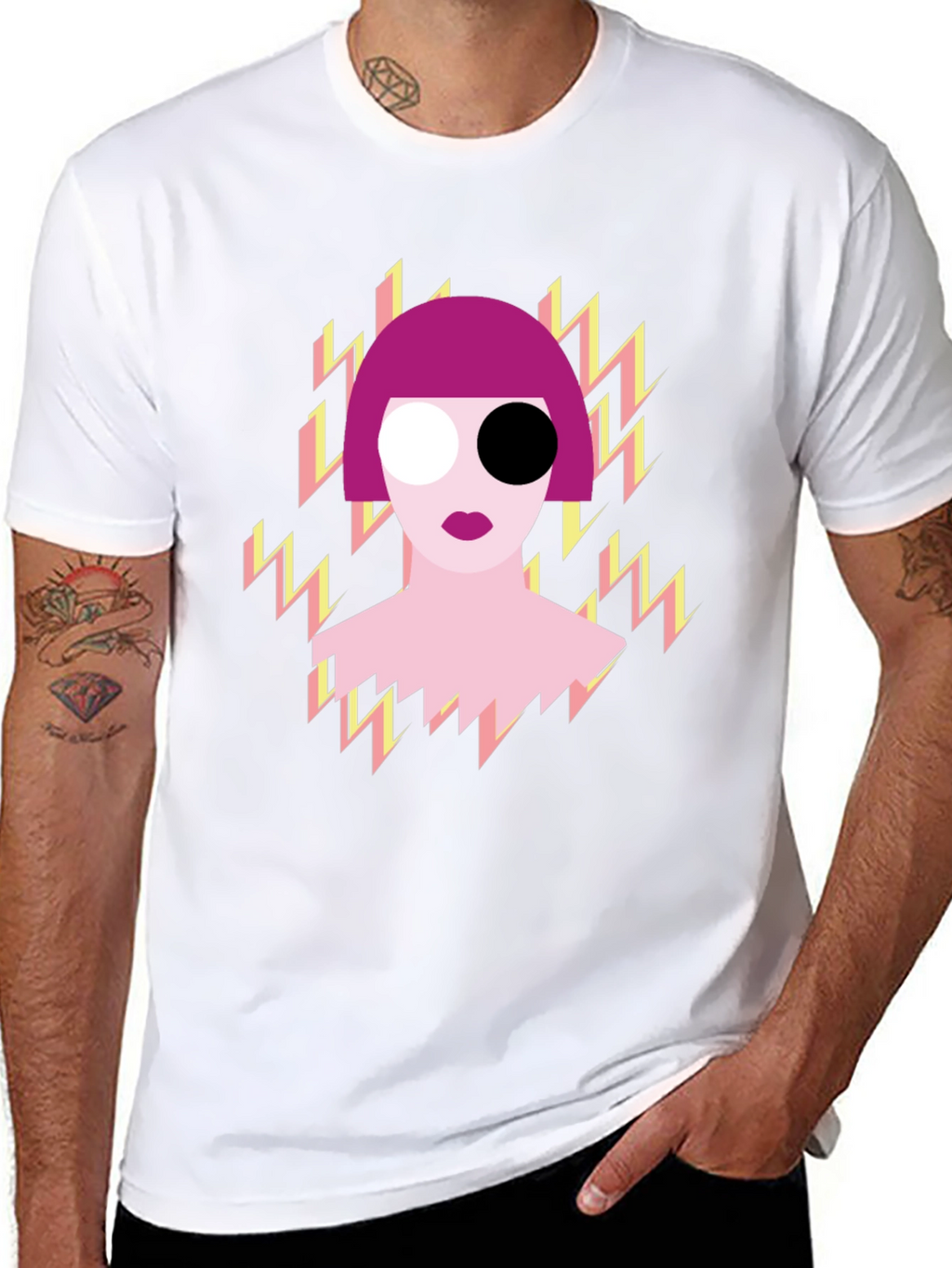 Abstract Pop Art Graphic Print Black T-Shirt