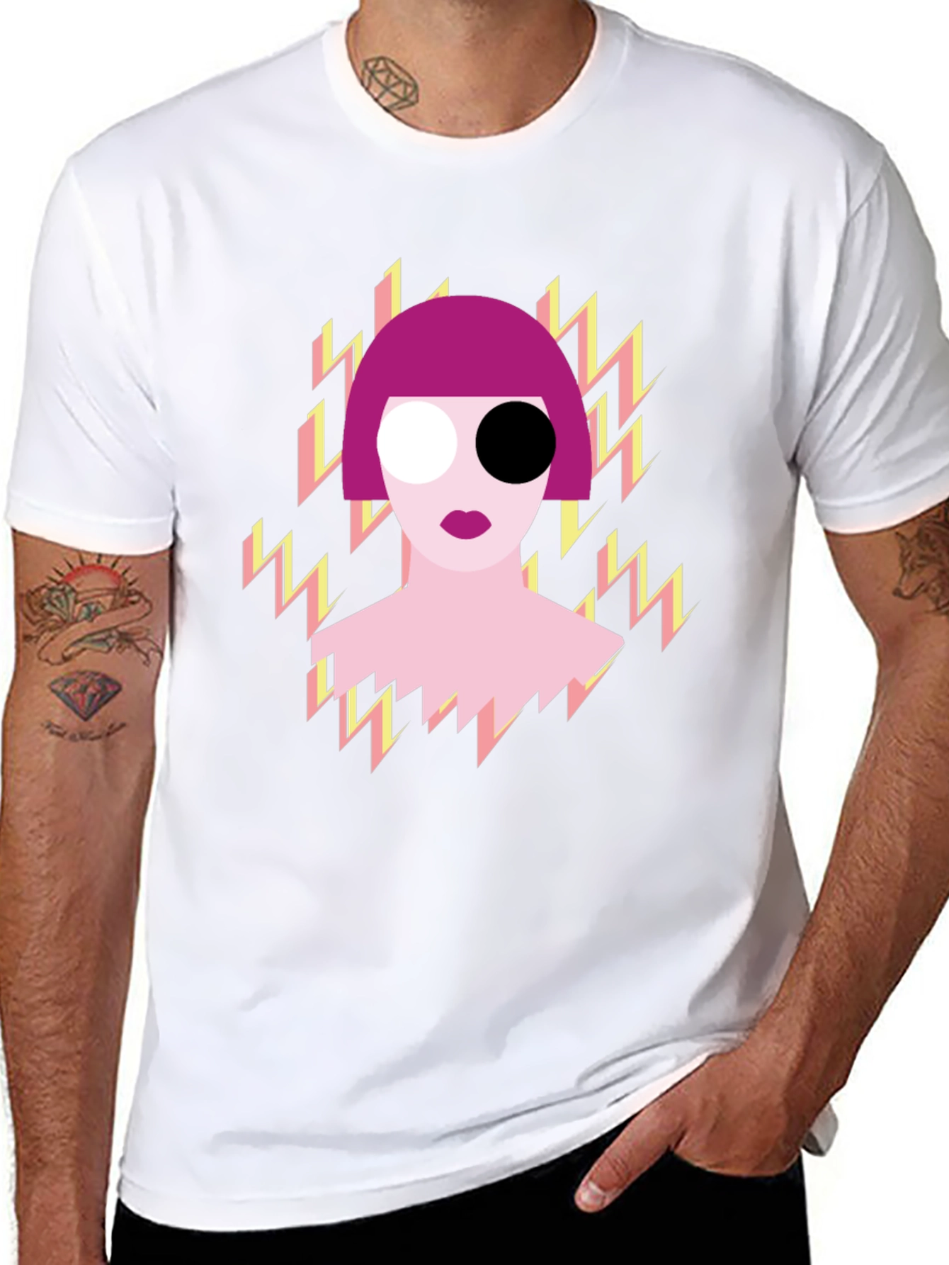 Abstract Pop Art Graphic Print Black T-Shirt