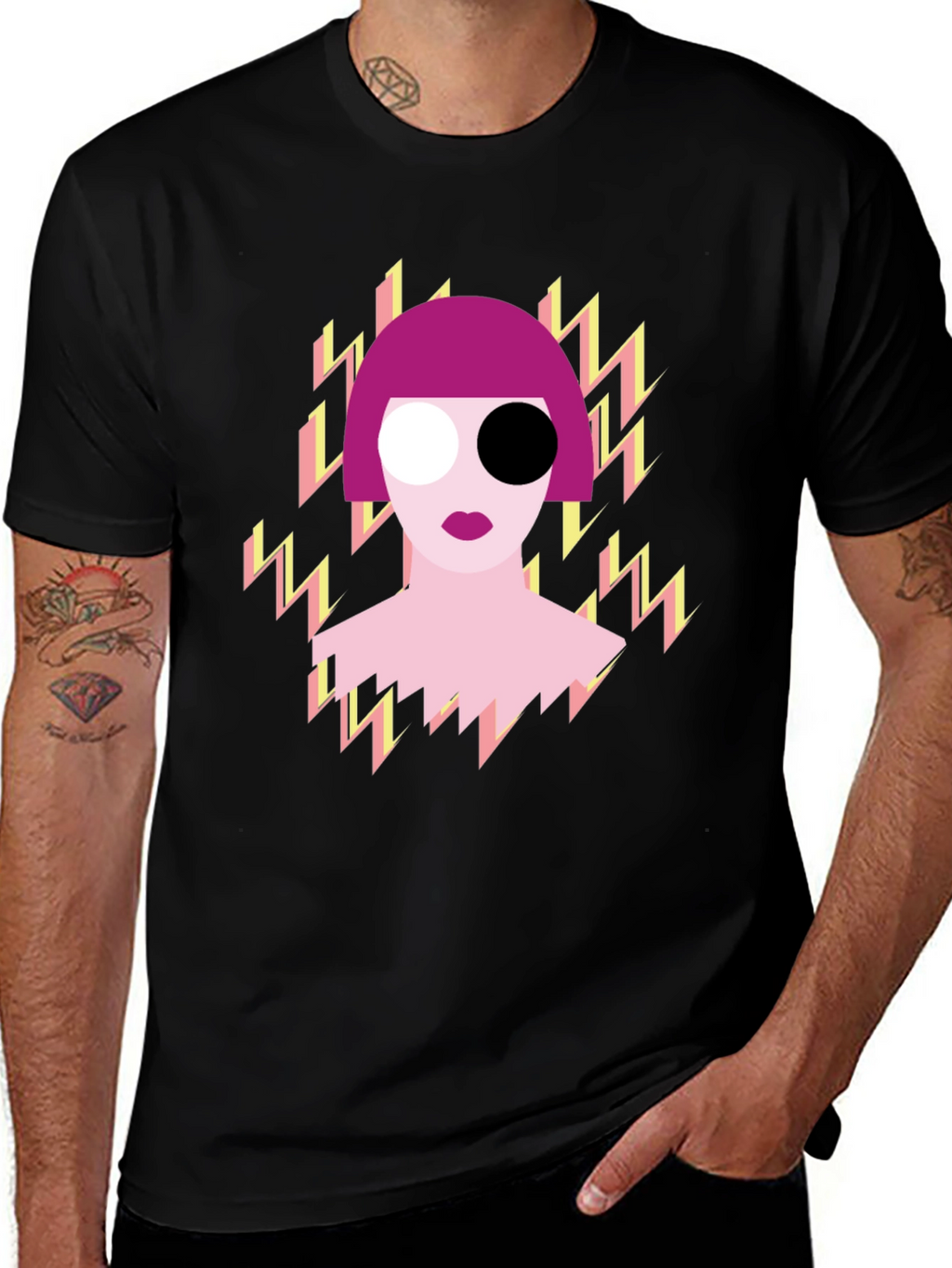 Abstract Pop Art Graphic Print Black T-Shirt