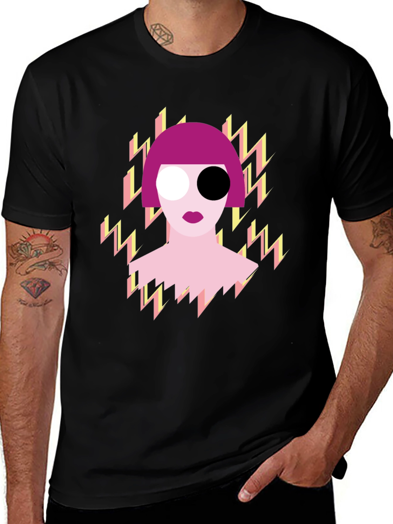 Abstract Pop Art Graphic Print Black T-Shirt