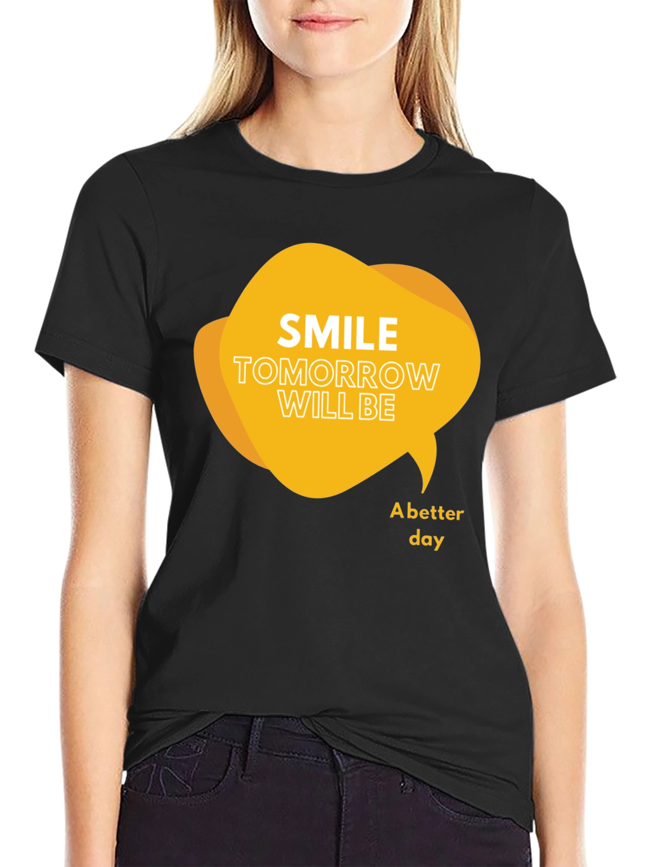 Smile Tomorrow T-Shirt: Positive Message Black Tee