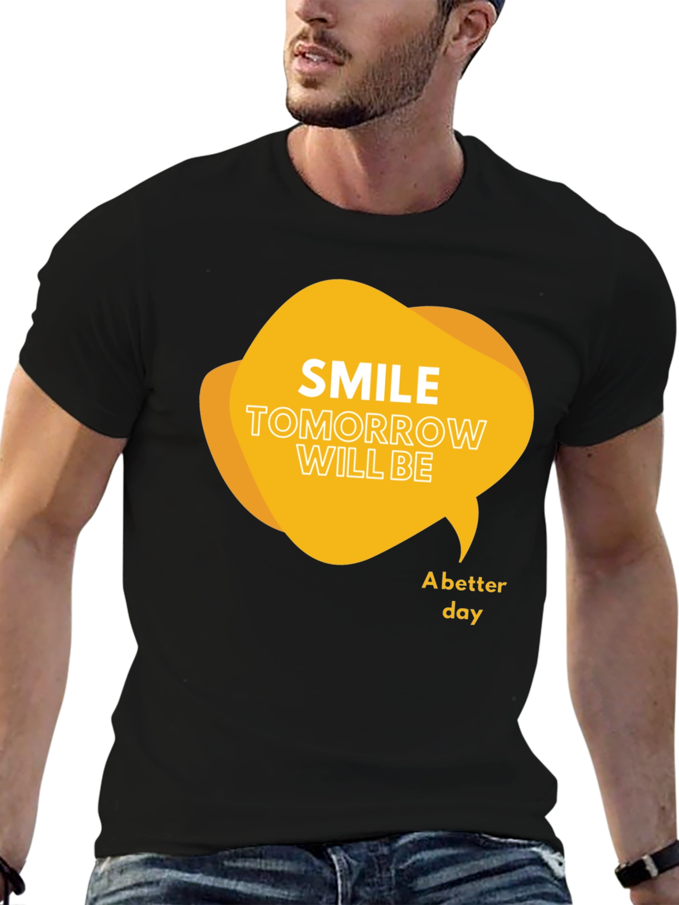 Smile Tomorrow T-Shirt: Positive Message Black Tee