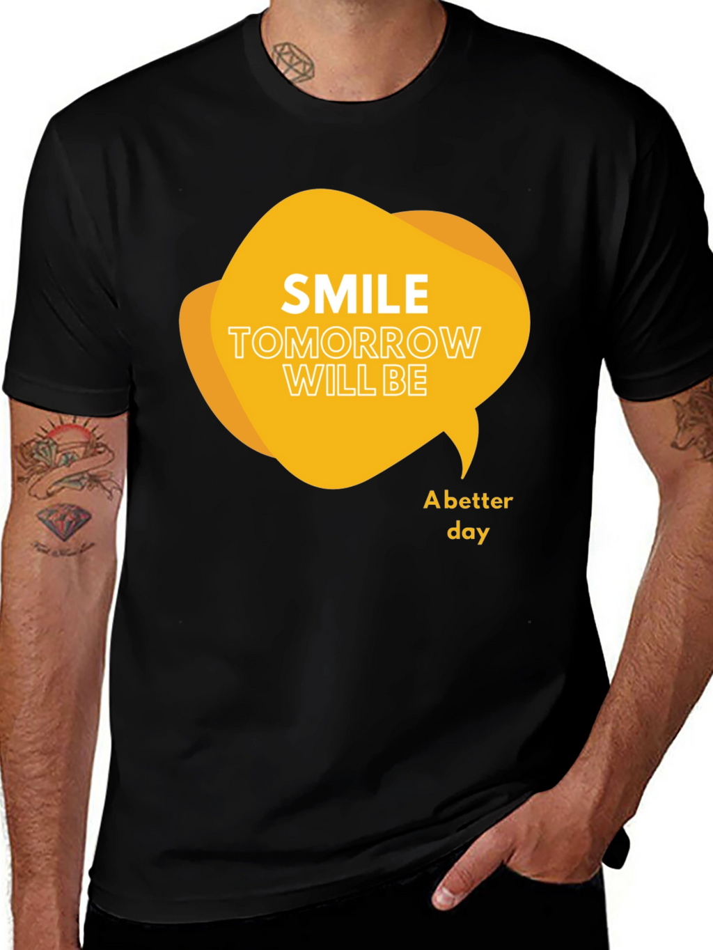 Smile Tomorrow T-Shirt: Positive Message Black Tee