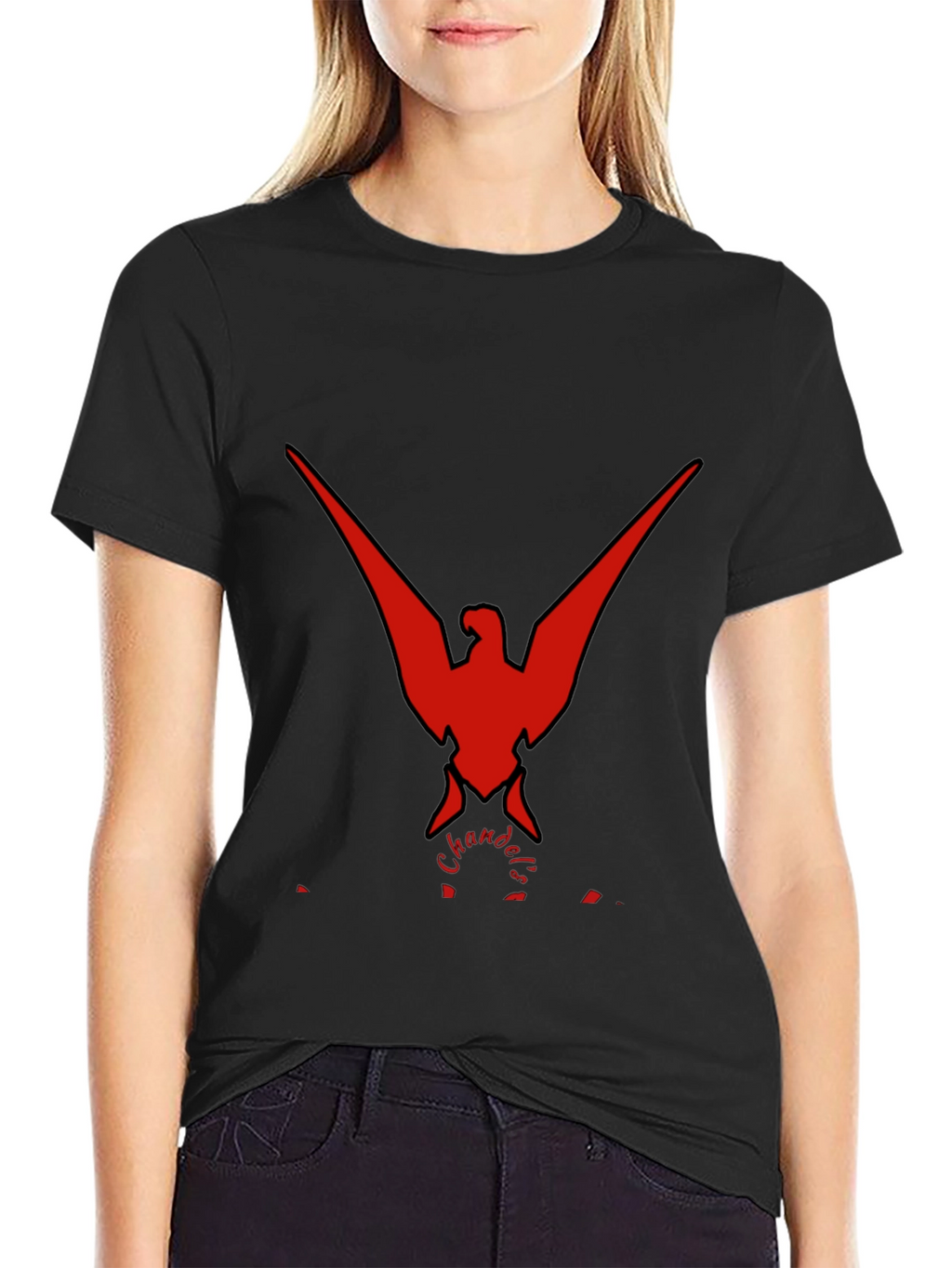 Bold Red Phoenix Graphic Black T-Shirt