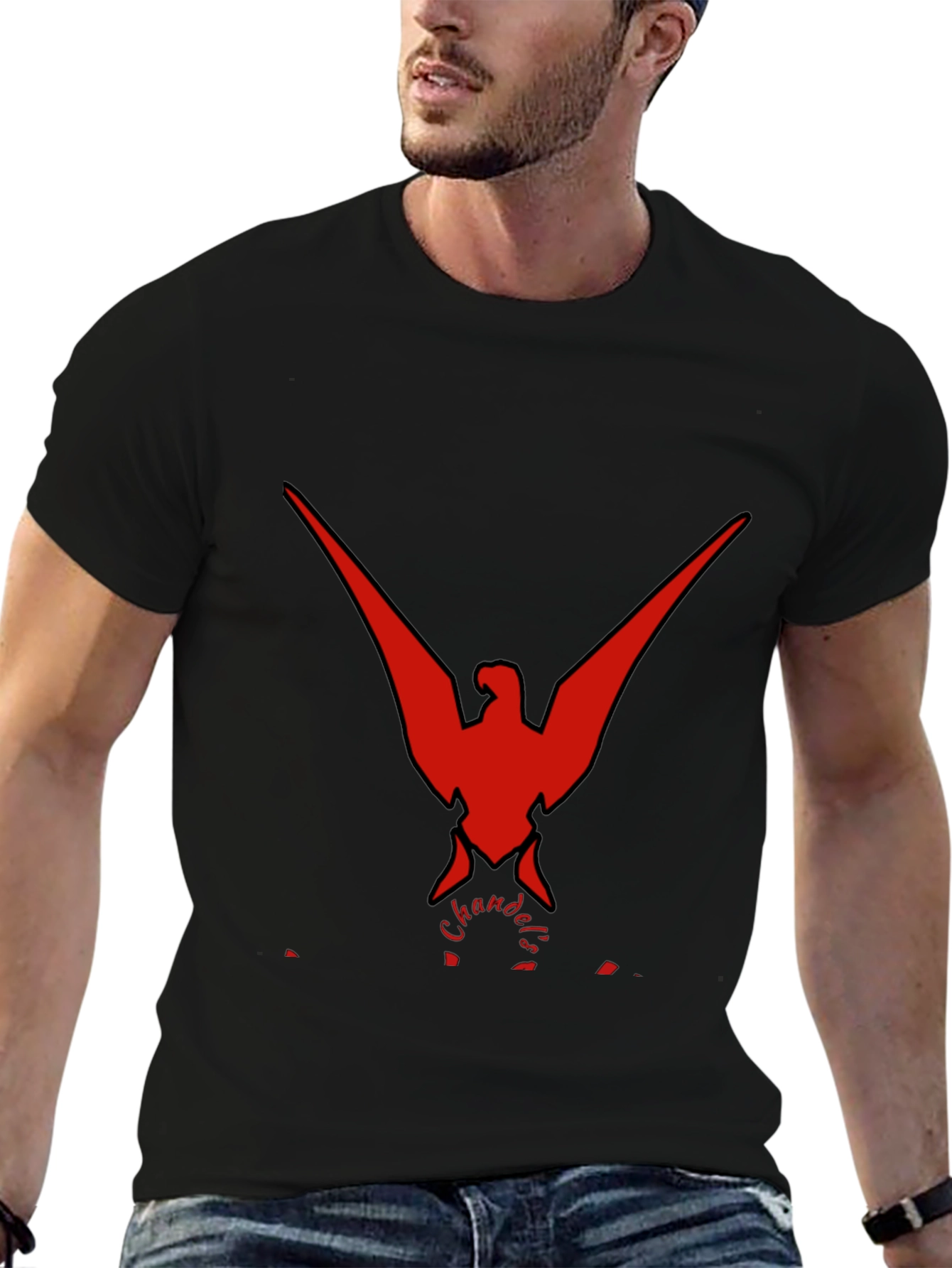 Bold Red Phoenix Graphic Black T-Shirt