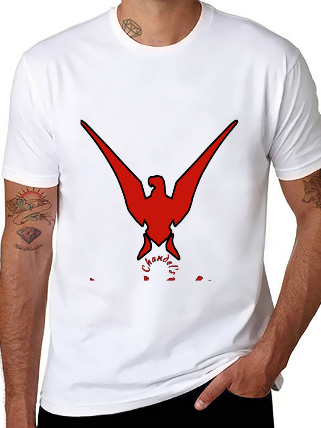 Bold Red Phoenix Graphic Black T-Shirt
