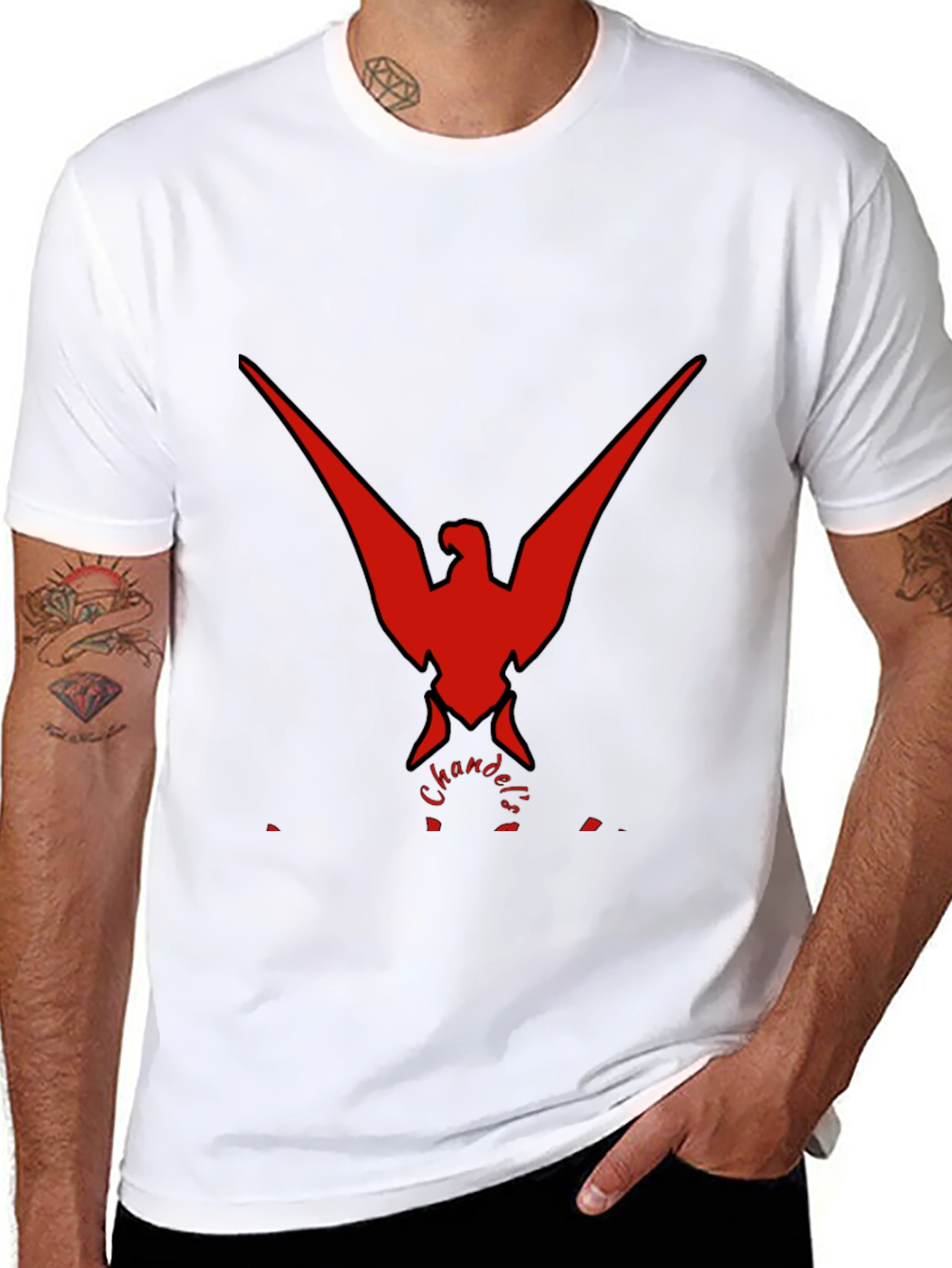 Bold Red Phoenix Graphic Black T-Shirt