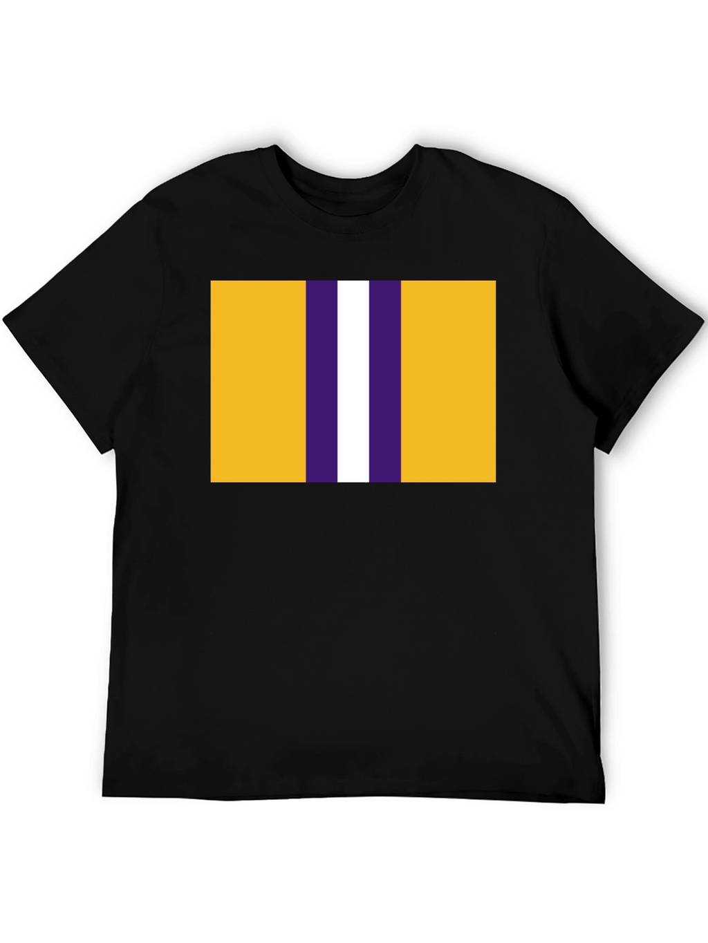 Striped Graphic T-Shirt - Gold Purple and White Design
