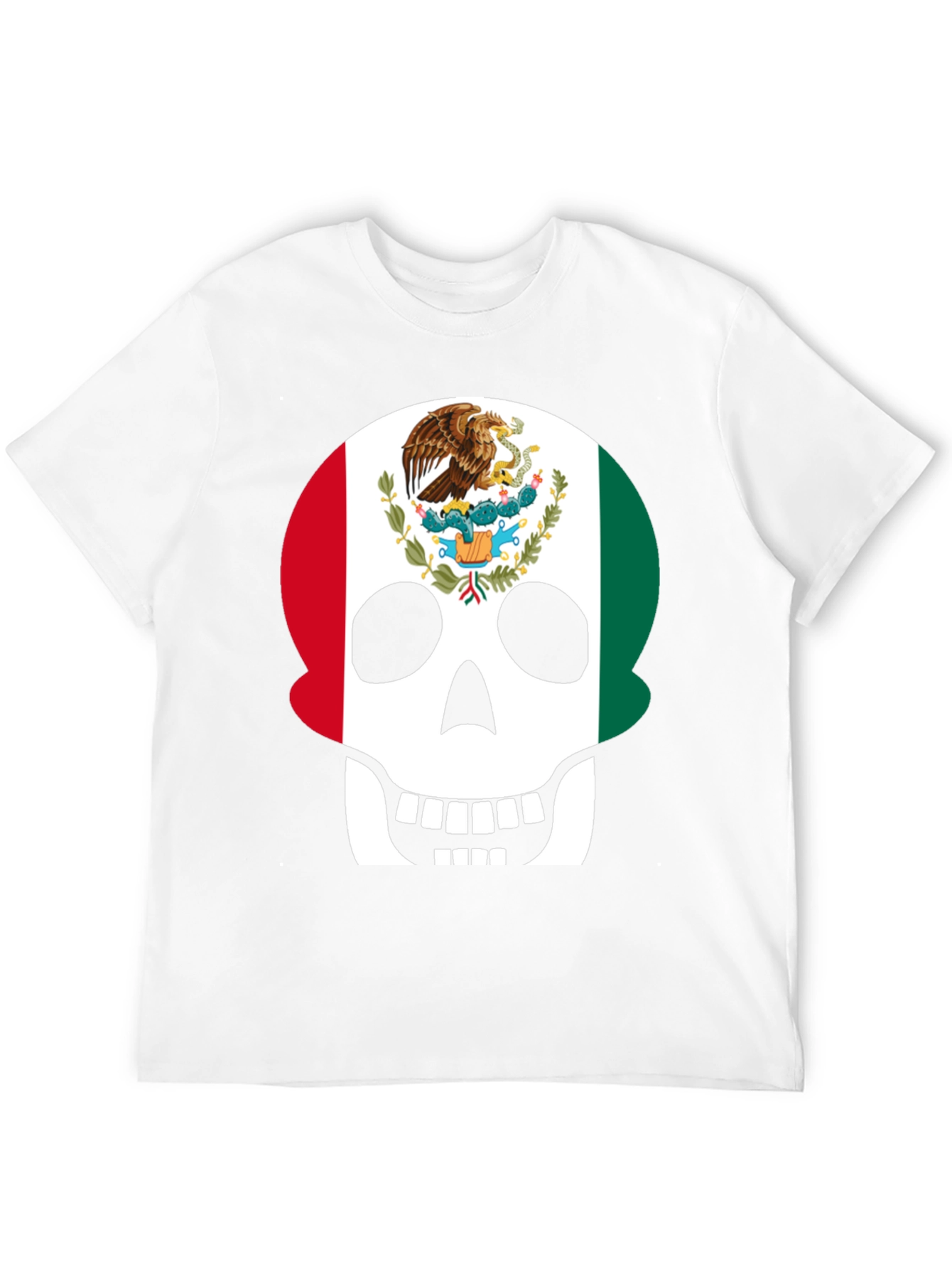 Mexican Flag Skull Graphic T-Shirt - Black
