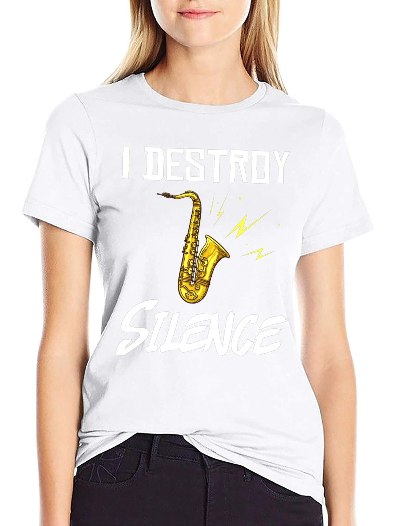 I Destroy Silence Saxophone Graphic T-Shirt