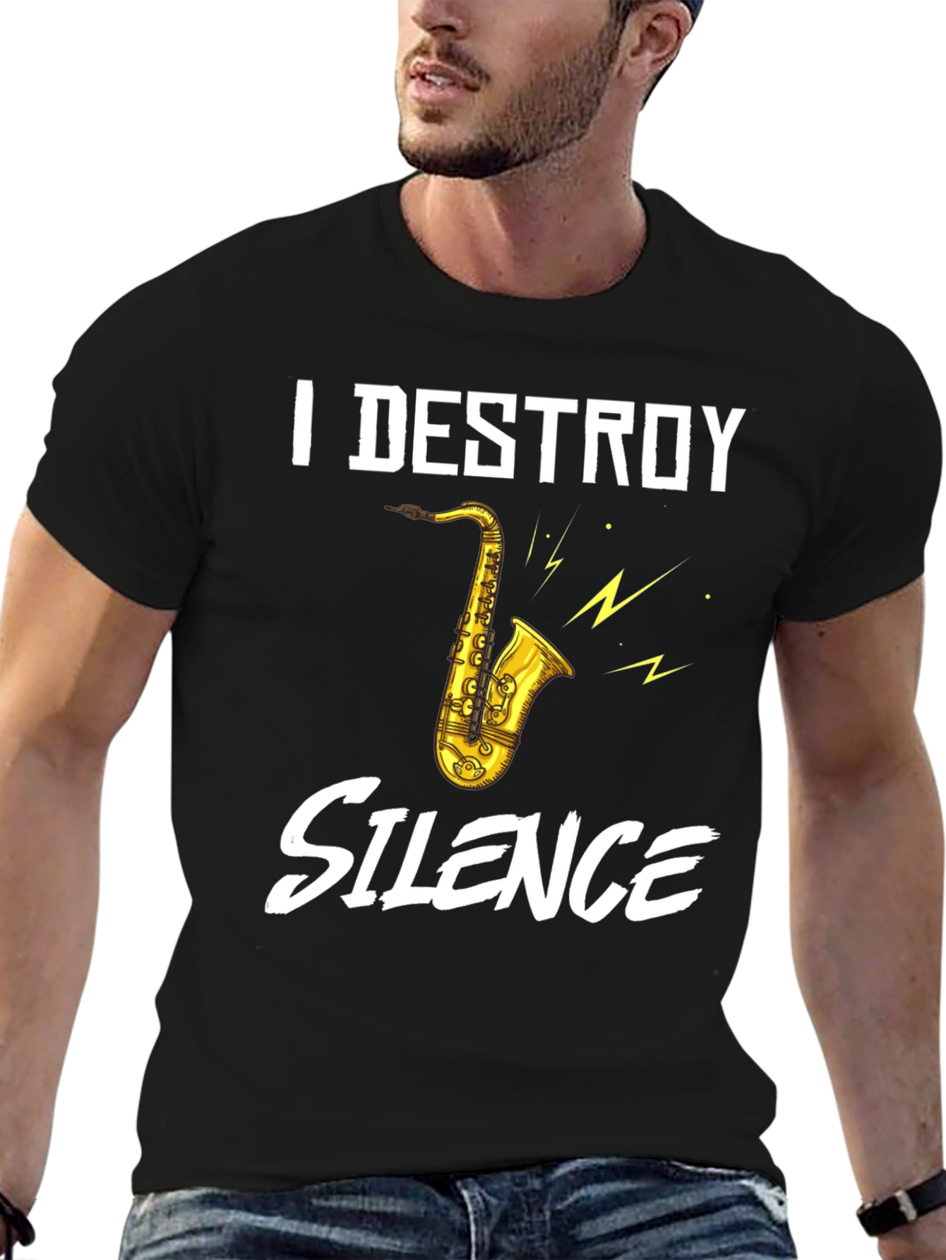 I Destroy Silence Saxophone Graphic T-Shirt