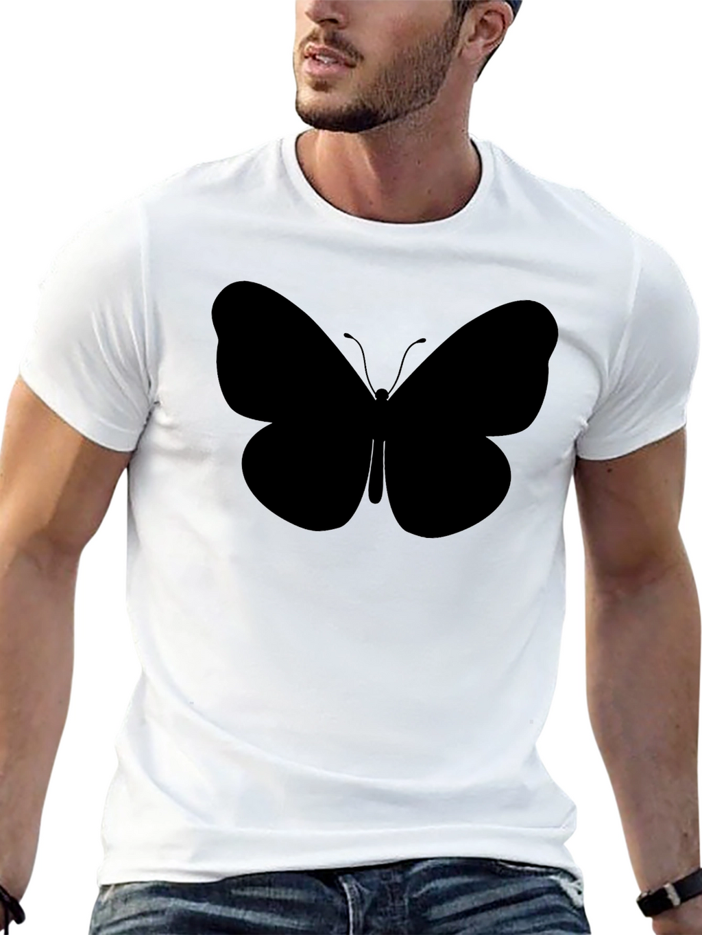 Black Butterfly Graphic Tee - Stylish Mens T-Shirt