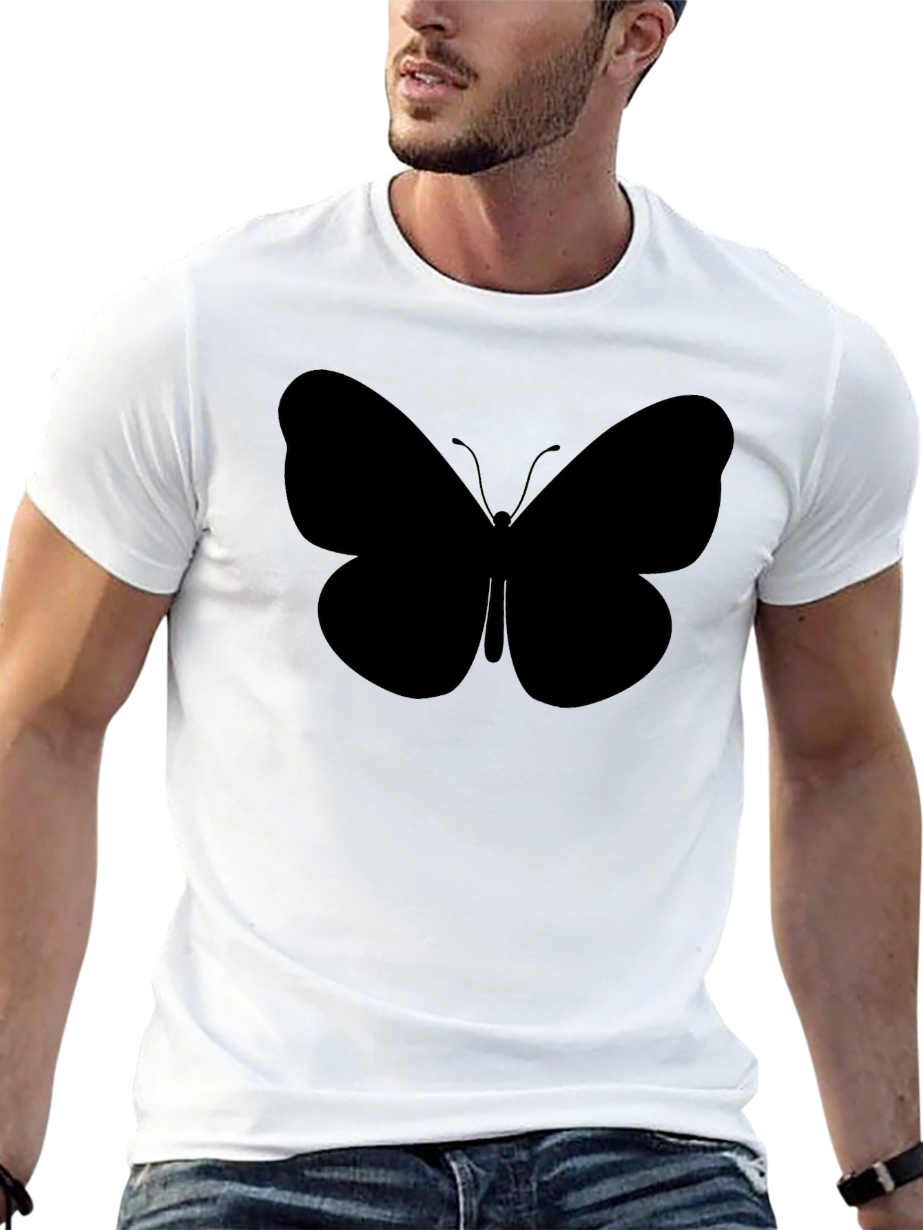 Black Butterfly Graphic Tee - Stylish Mens T-Shirt