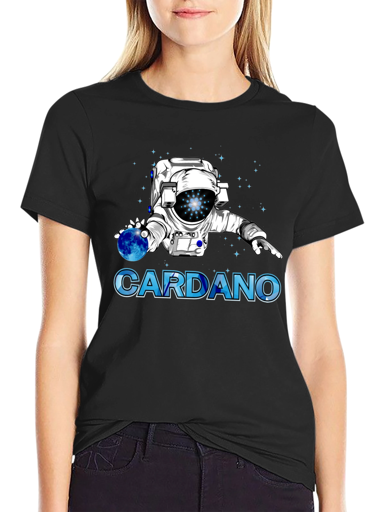 Cardano Crypto Astronaut Graphic T-Shirt